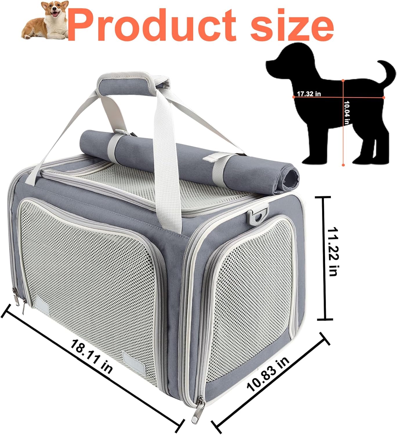 Texsens Transportador de gatos grande para mascotas, suave para 2 gatos, transportador de mascotas para gatos, bolsa plegable para gatos en el