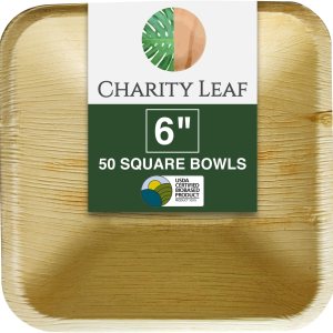 Cuenco cuadrado desechable de hoja de palma de 6 pulgadas (50 piezas)  Como bambú  Todo natural y biodegradable  Tablas de embutidos, barbacoas y Cuenco cuadrado desechable de hoja de palma de 6 pulgadas (50 piezas)  Como bambú  Todo natural y biodegradable  Tablas de embutidos, barbacoas y