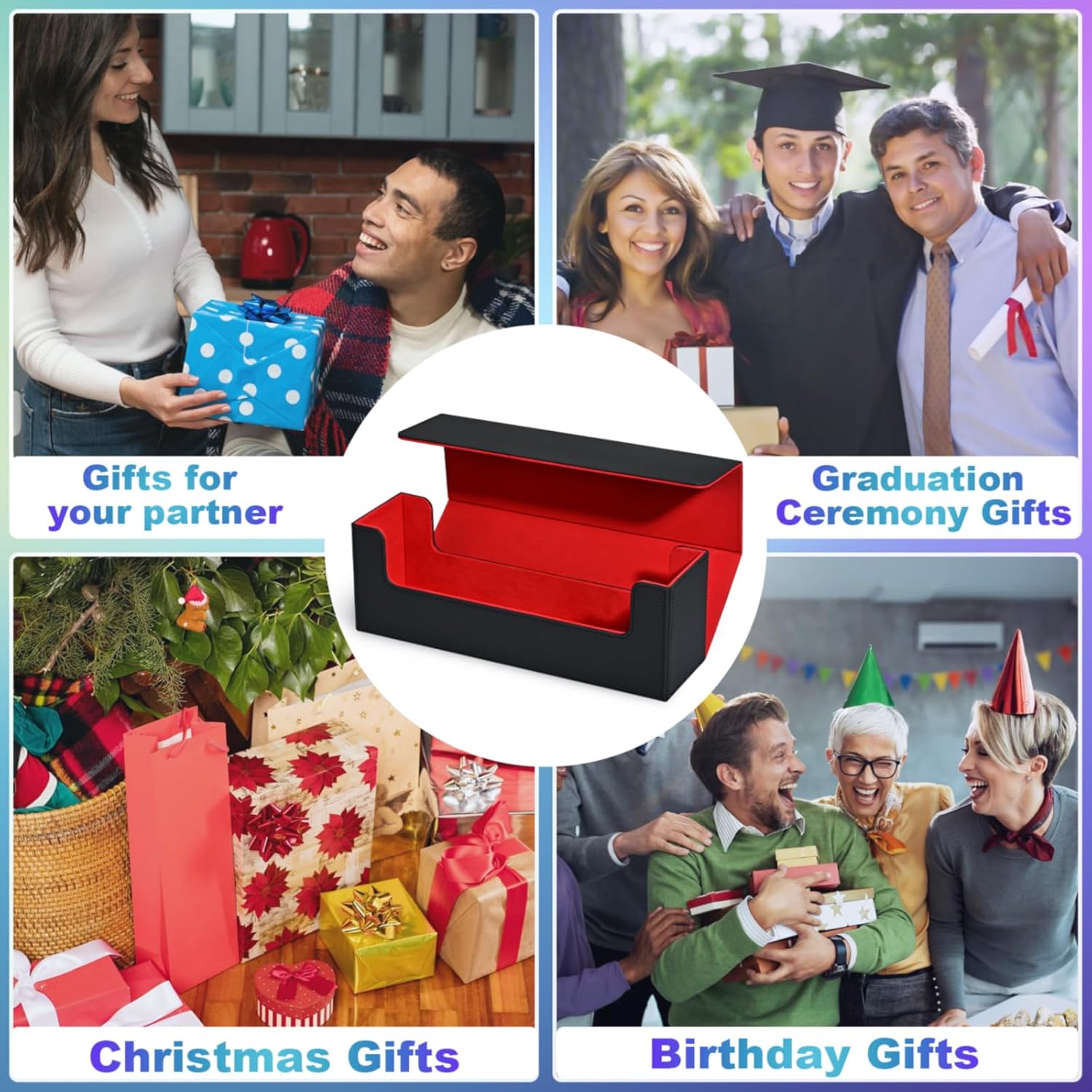 UAONO Caja de almacenamiento de tarjetas, funda para tarjetas comerciales con capacidad para más de 600 tarjetas de una sola funda, caja de cuero