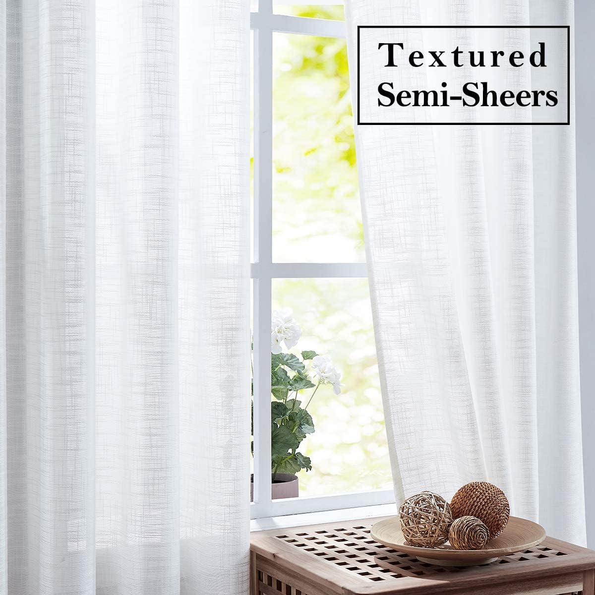 Fmfunctex – Cortinas semitransparentes con textura de lino para ventanas
