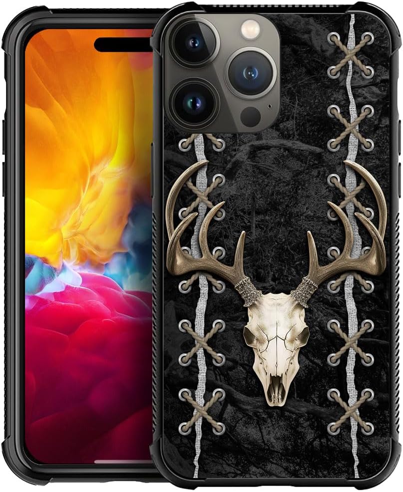 DAIZAG Funda compatible con iPhone 15 Deer Skull Hunter Caza Teléfono Caso a prueba de golpes suave TPU Funda para iPhone 15