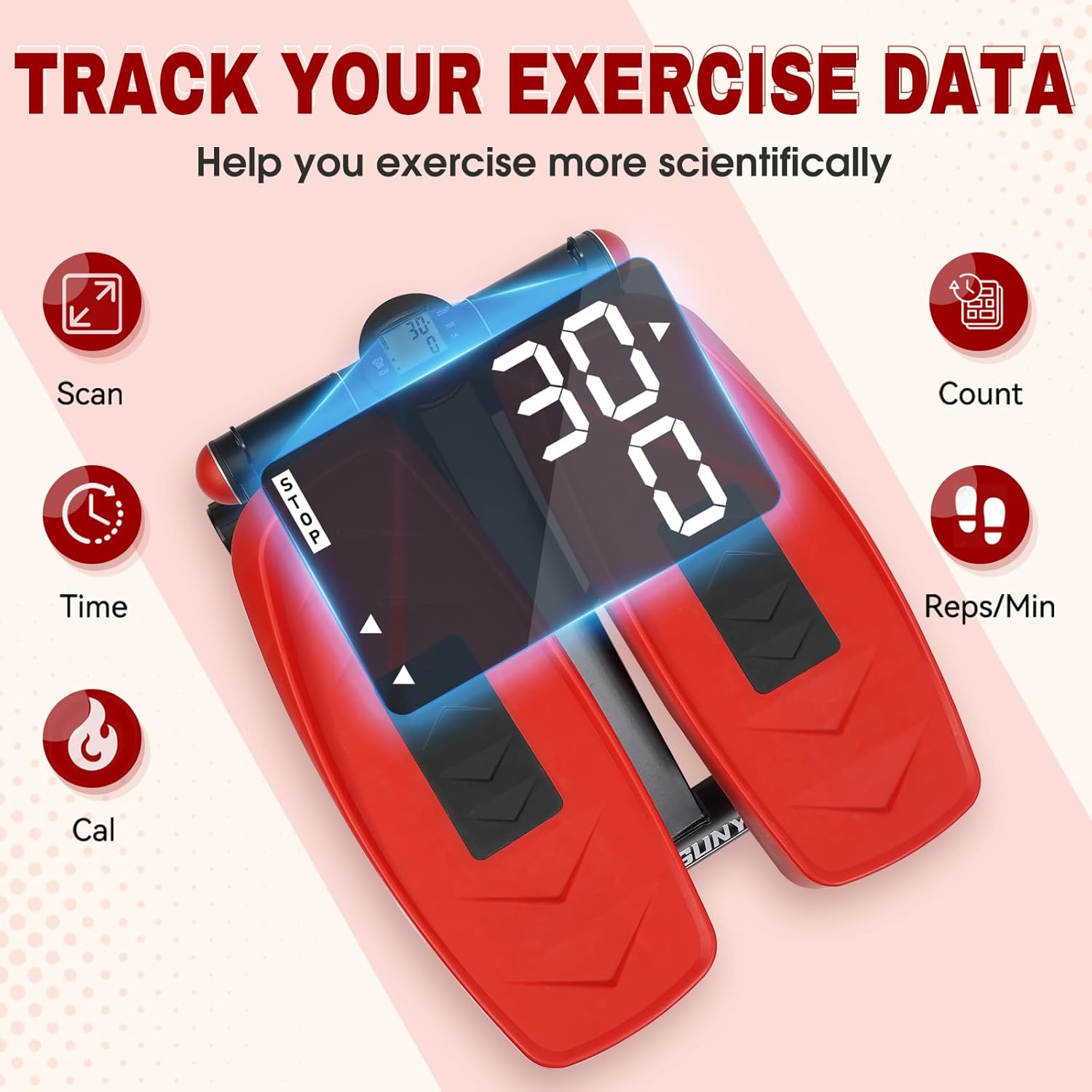 MOSUNY Steppers para ejercicio, mini con bandas de resistencia Home Fitness, escalera neumática mejorada de carga de 330 libras, monitor LCD de