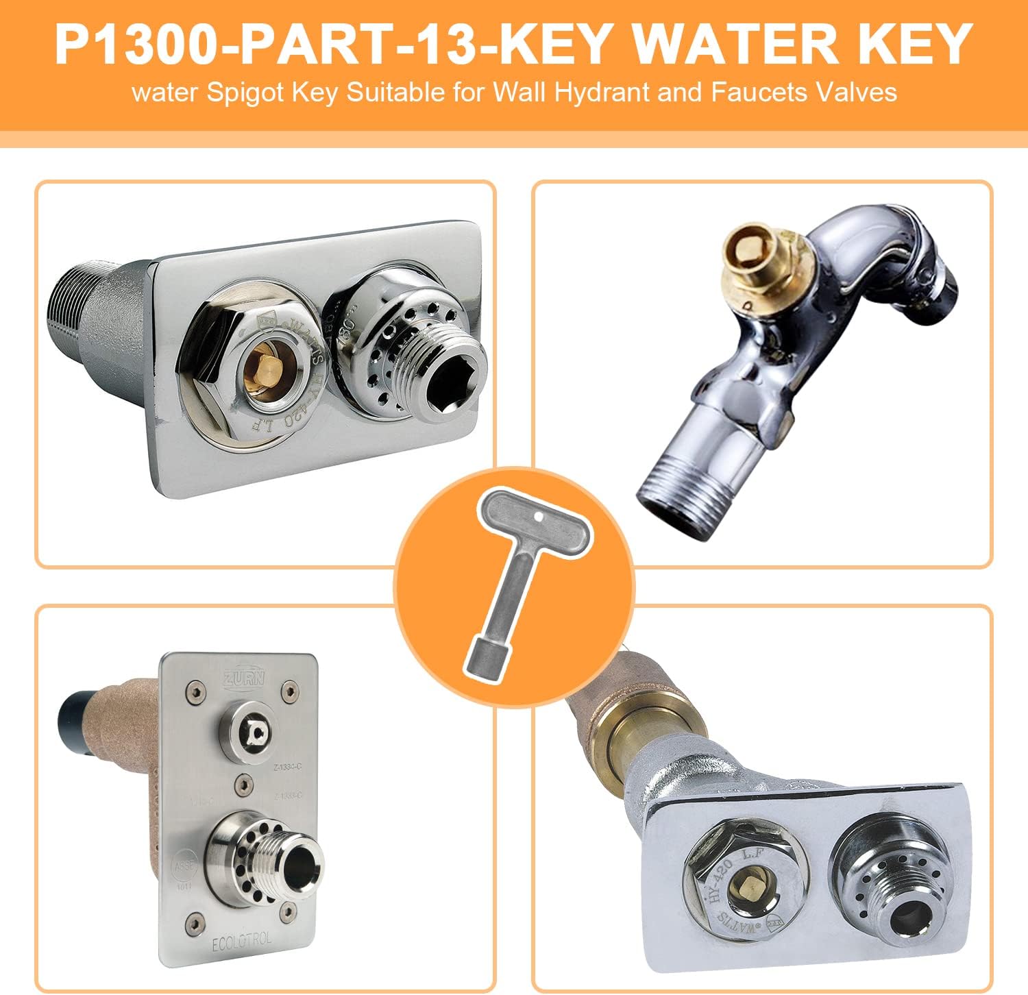 Llave de hidrante de 38 pulgadas, llave de agua para P1300-PART-13-KEY, compatible con Zurn, llave de grifo de agua, llave de hidrante mejorada para