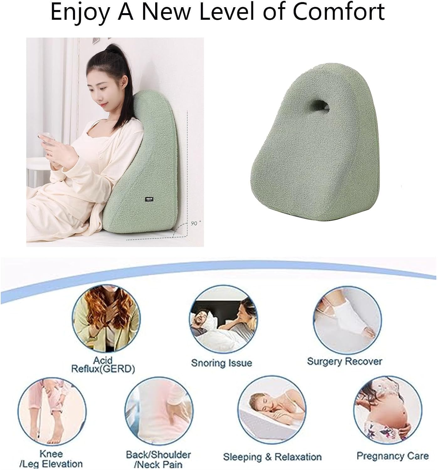 Almohadas de apoyo de posicionamiento del respaldo, almohada de lectura para cama adulta, almohadas lumbares, la mejor almohada triangular de espuma
