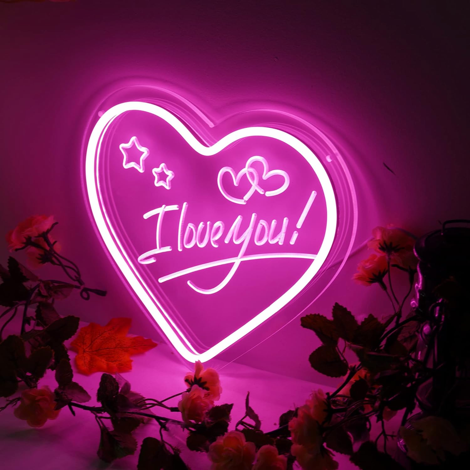 Letrero de neón con texto en inglés “I Love You” para decoración de eventos, letrero de luz de neón LED para patio, jardín, hogar, decoración de
