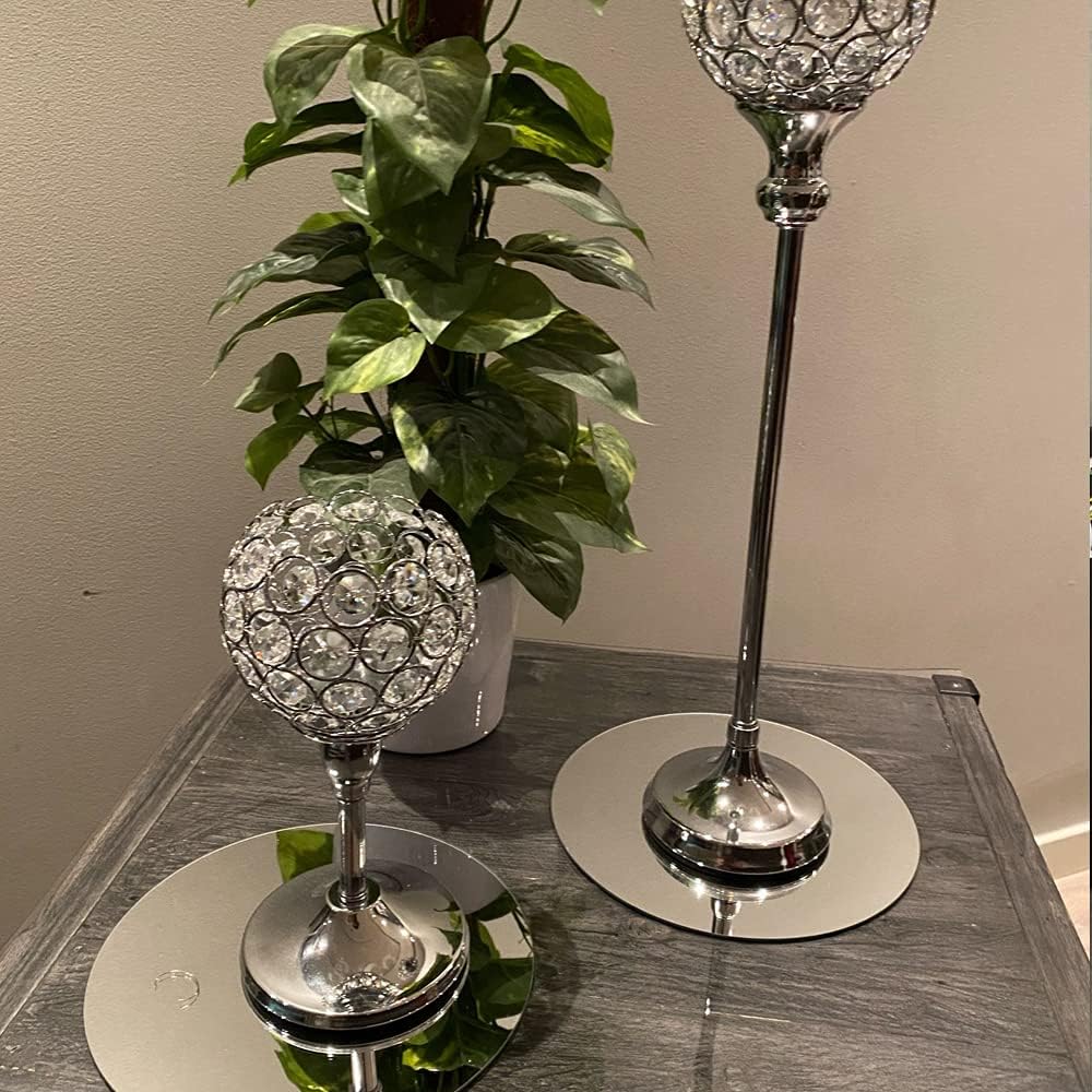 Bandejas de espejo para mesa, centros de mesa de boda, decoración de espejo acrílico, bandejas para velas, juego de 6 bandejas redondas de 8