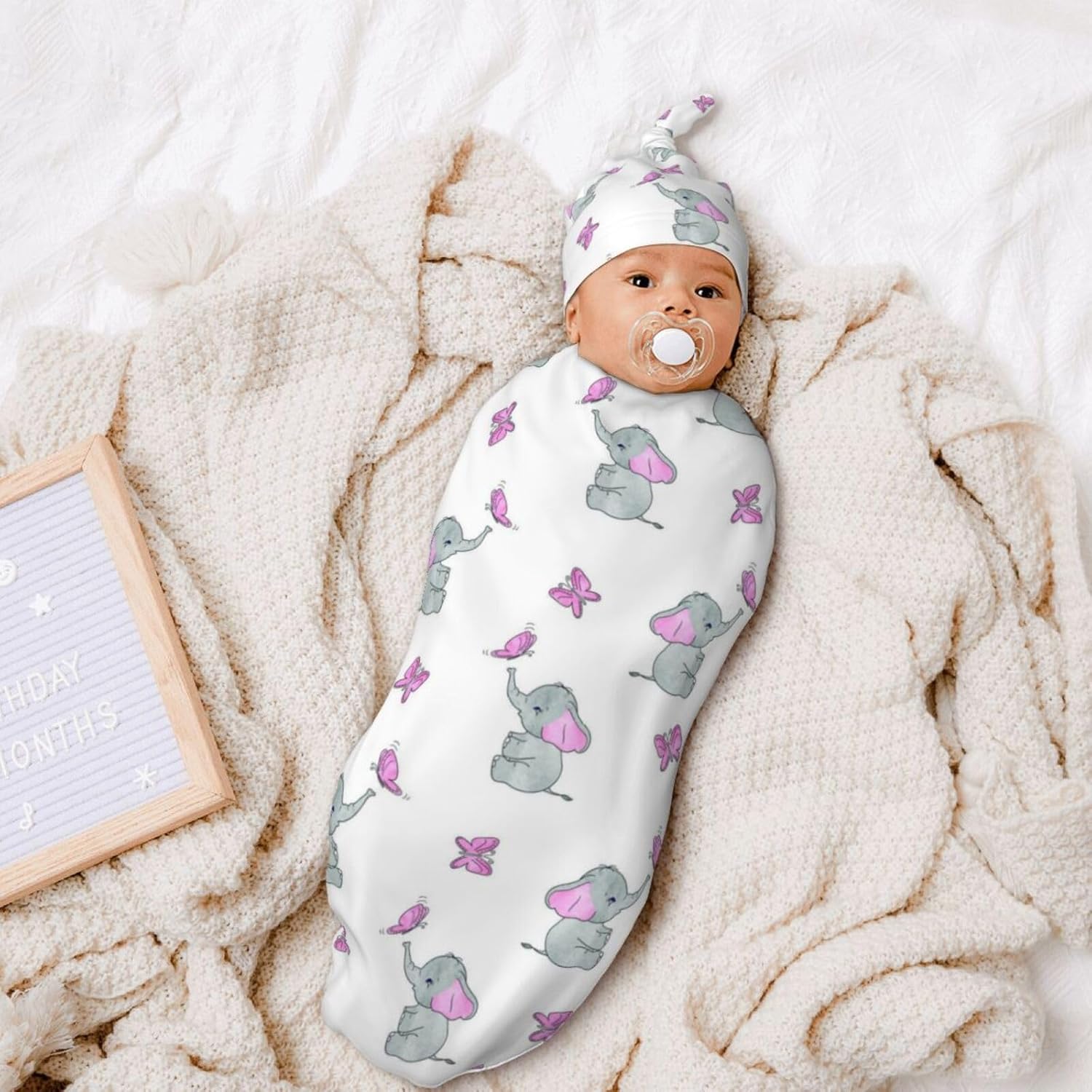 WELBB Dog Paws – Manta para bebé recién nacido, con gorro, manta elástica personalizada para recibir, artículos esenciales para recién nacidos, para
