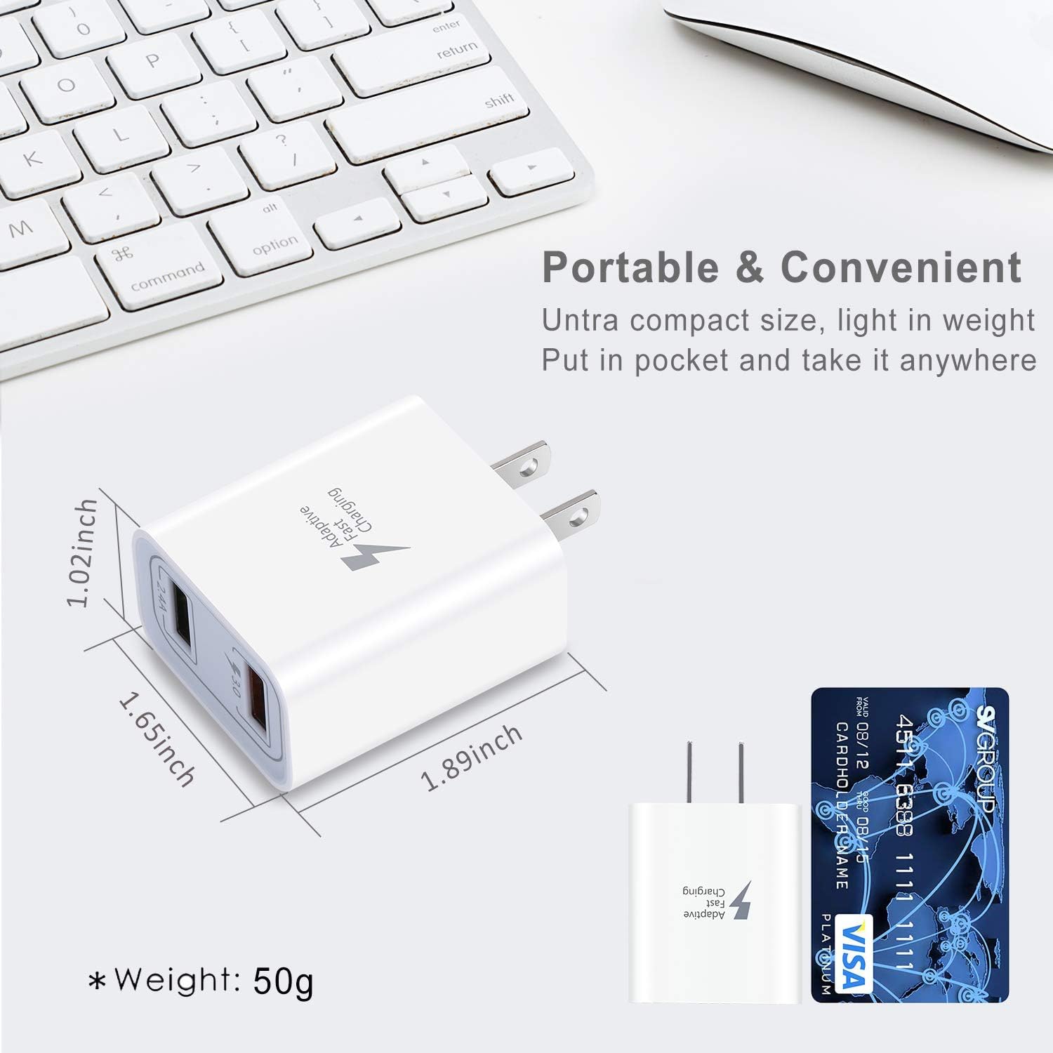 Pofesun – Cargador de pared USB, paquete de 2 unidades de doble puerto USB cubo, adaptador de corriente de carga rápida 3.0, enchufe de carga QC3.0,
