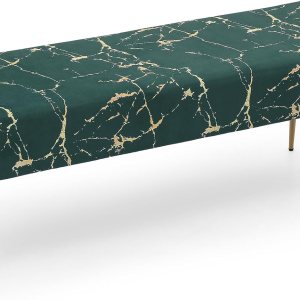 MoNiBloom Banco otomano tapizado de terciopelo verde para dormitorio, extremo de cama, moderno patrón de mármol, otomano elegante y versátil, MoNiBloom Banco otomano tapizado de terciopelo verde para dormitorio, extremo de cama, moderno patrón de mármol, otomano elegante y versátil,