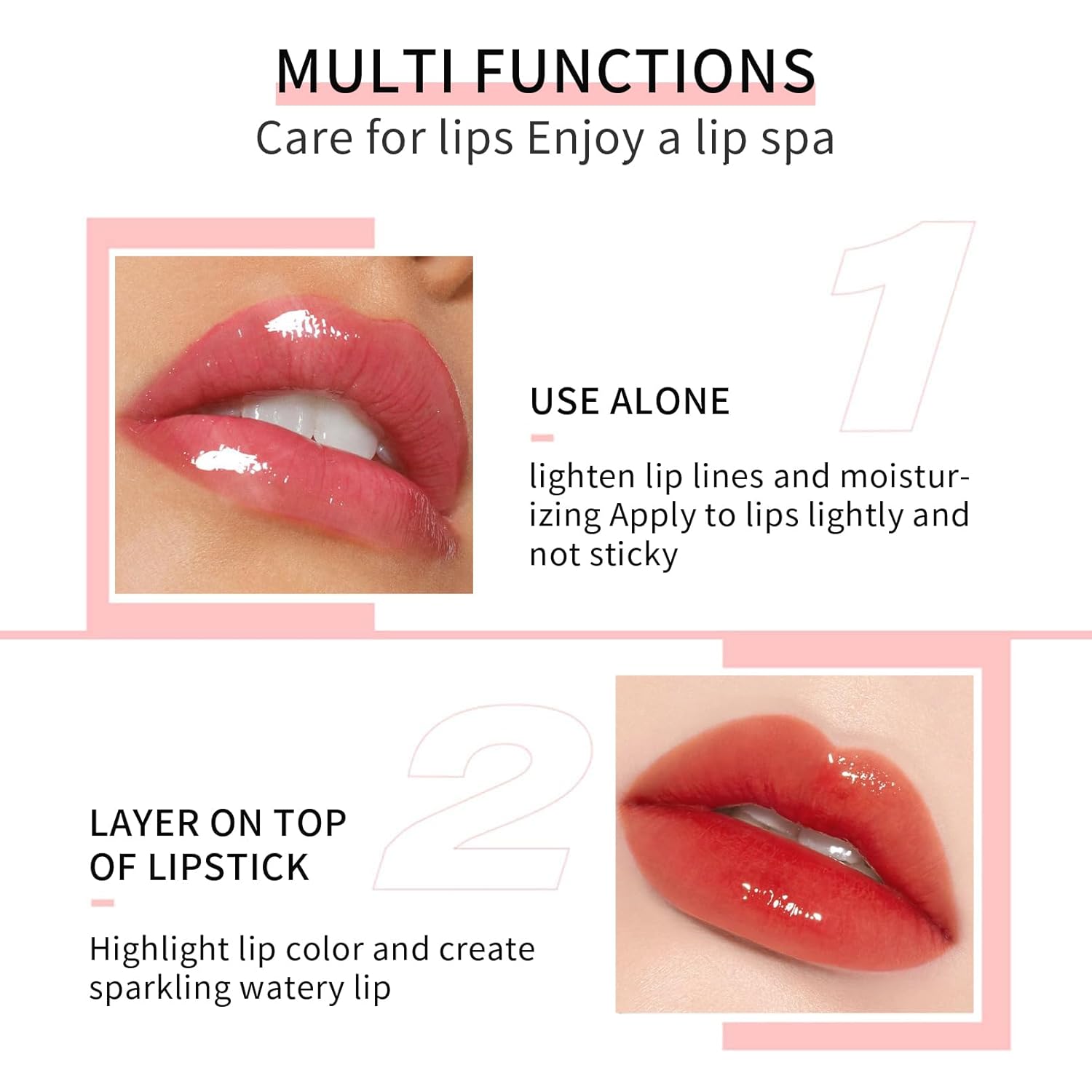 Brillo de aceite hidratante para labios logra labios más llenos y saludables con este bálsamo labial transparente infundido con aceite hidratante