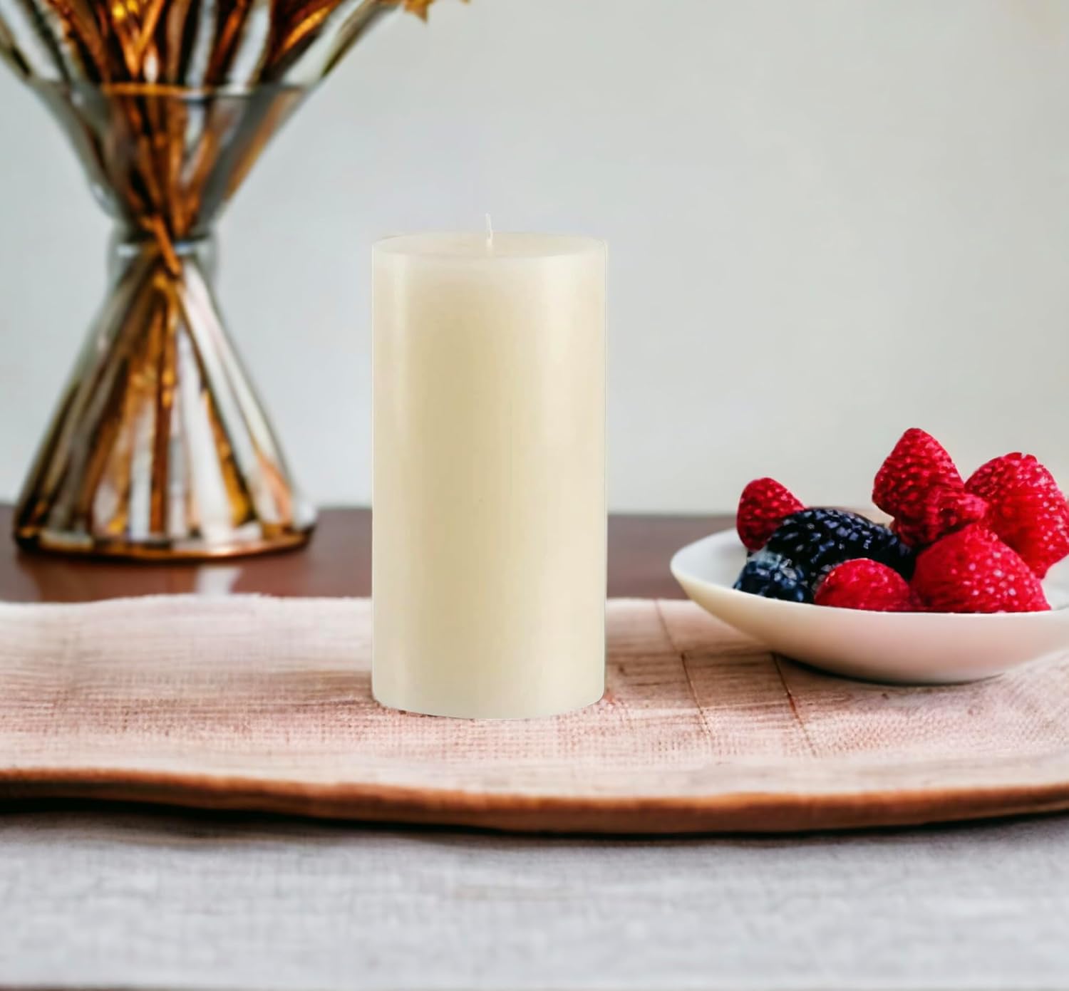 Vela de pilar marfil de lujo de 4 x 8 pulgadas, sin perfume, mechas de algodón, color sólido, hecha a mano, bodas, decoración del hogar,