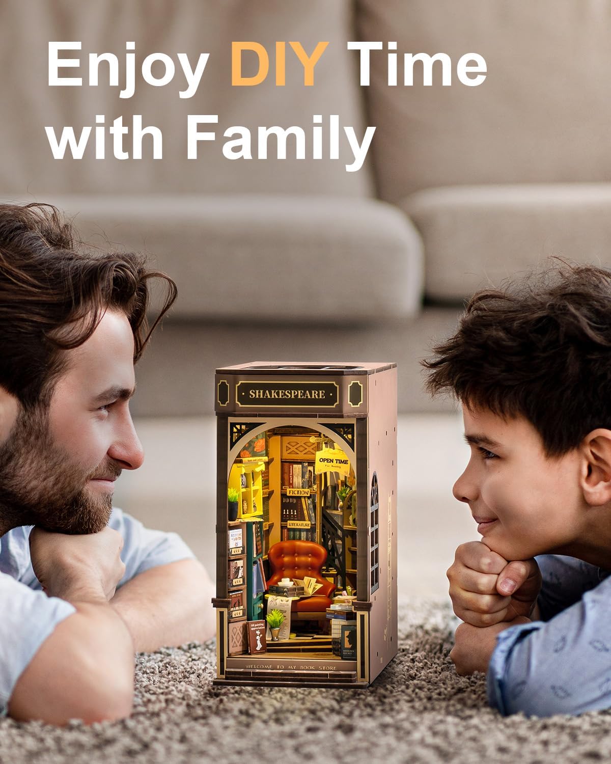 Rowood Book Nook – Kit de rincón de libros para adultos, rompecabezas de madera 3D en miniatura, callejón de decoración de estantería, pasatiempos