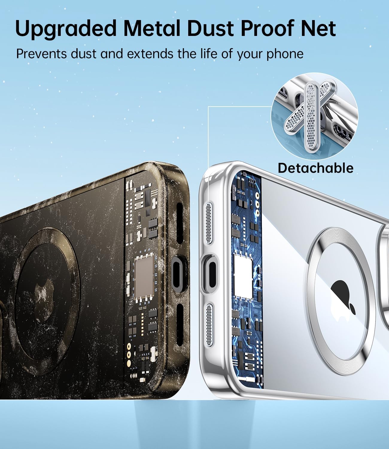 JUESHITUO Magsafe – Funda magnética transparente para iPhone 15 Pro Max con protección completa de cámara Imanes N56 fuertes N56 protección contra