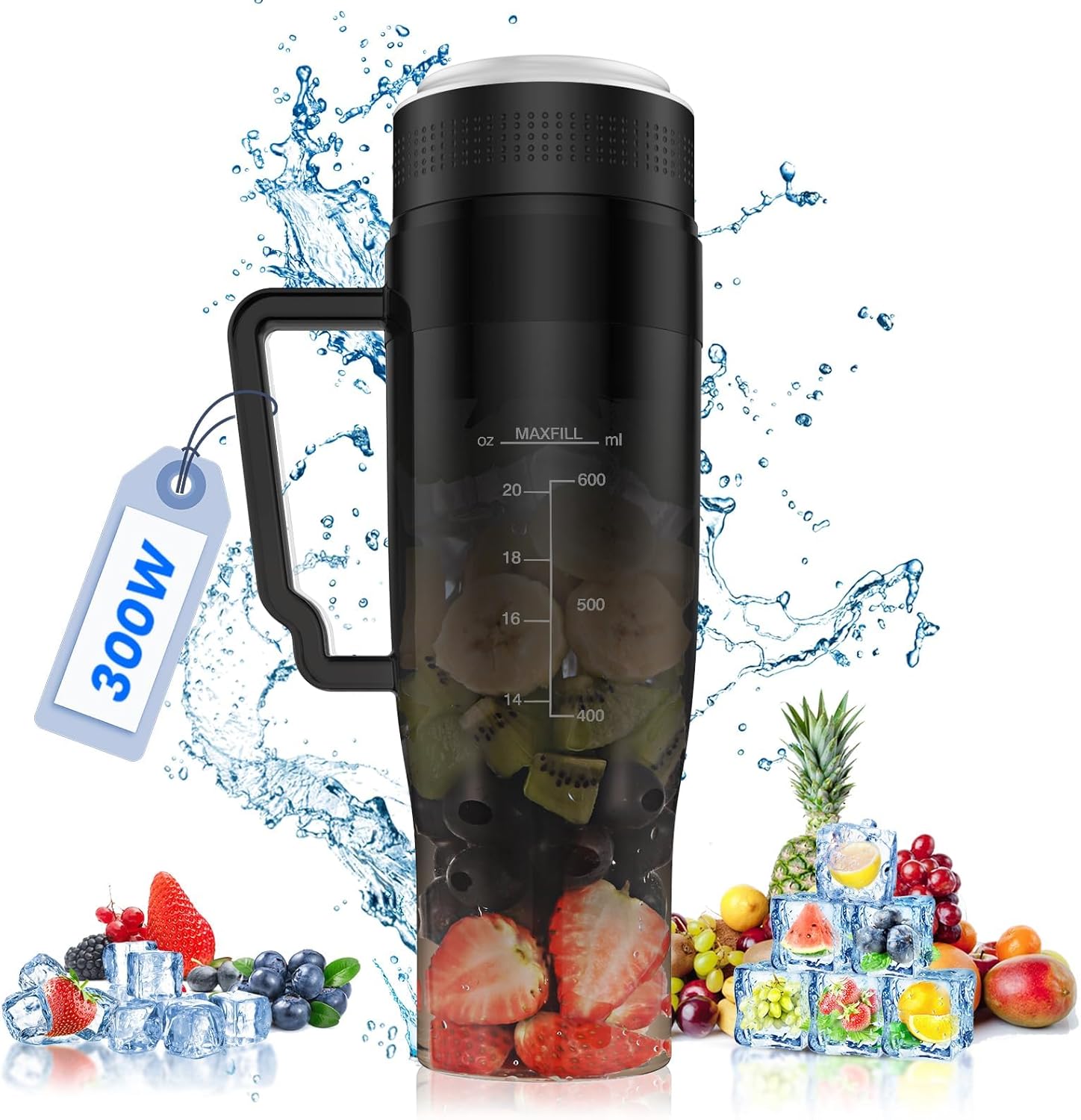 MoKo – Licuadora portátil de 300 W para batidos y licuados, licuadora personal de 28 onzas, licuadora de batidos con 6 cuchillas, sin BPA,