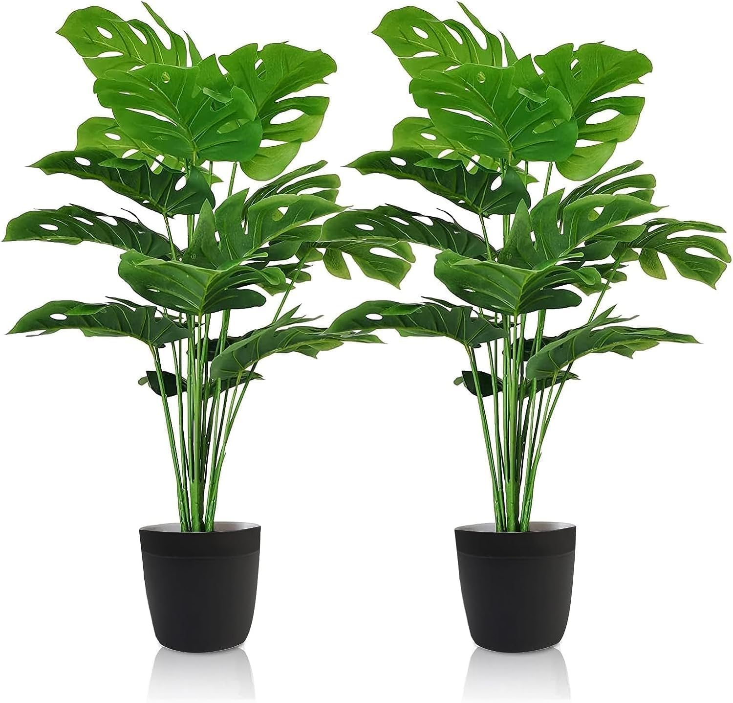 2 plantas artificiales, plantas artificiales de palmera, hojas de palmera artificiales, plantas artificiales para decoración de interiores y