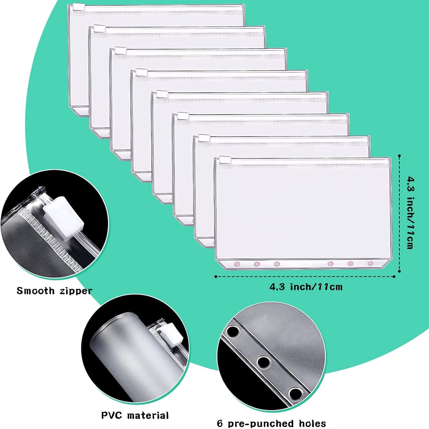 Carpeta de piel sintética para planificar presupuestos A6 de 6 colores con sobres de efectivo con cremallera y hojas de presupuesto de gastos, libro