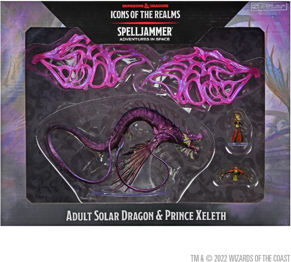 D&D Icons of the Realms Spelljammer Aventuras en el espacio – Dragón solar adulto y príncipe Xeleth