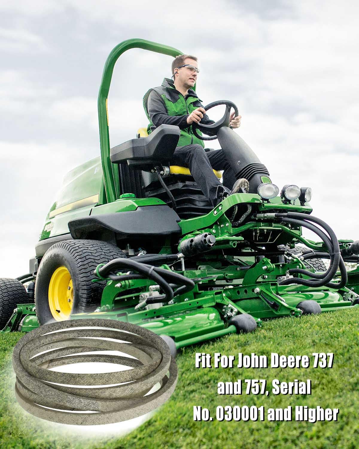 Cinturón de cubierta para cortacésped John Deere 737 757 Ztrak Series, correa de transmisión de 58 x 115 pulgadas, reemplazo TCU16907 TCA15438,