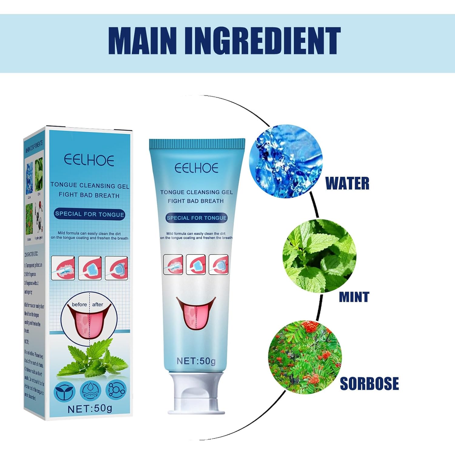 Juego de gel limpiador de lengua, gel limpiador de lengua con cepillo de lengua, raspador de lengua para adultos y niños con gel de limpieza, fácil