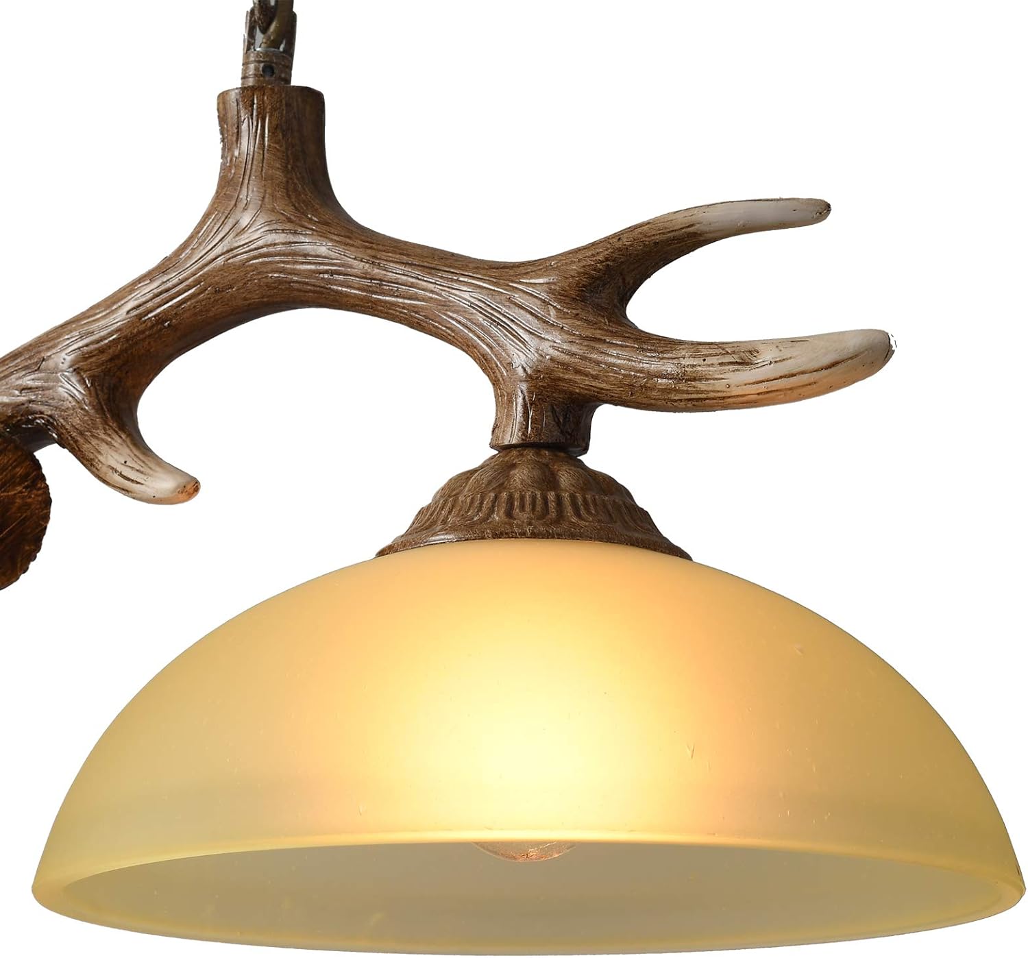 YIYIBYUS Luz de isla de cornamenta, lámpara de techo retro de 2 luces, lámpara colgante de cornamenta de ciervo, lámpara colgante de asta, pantallas