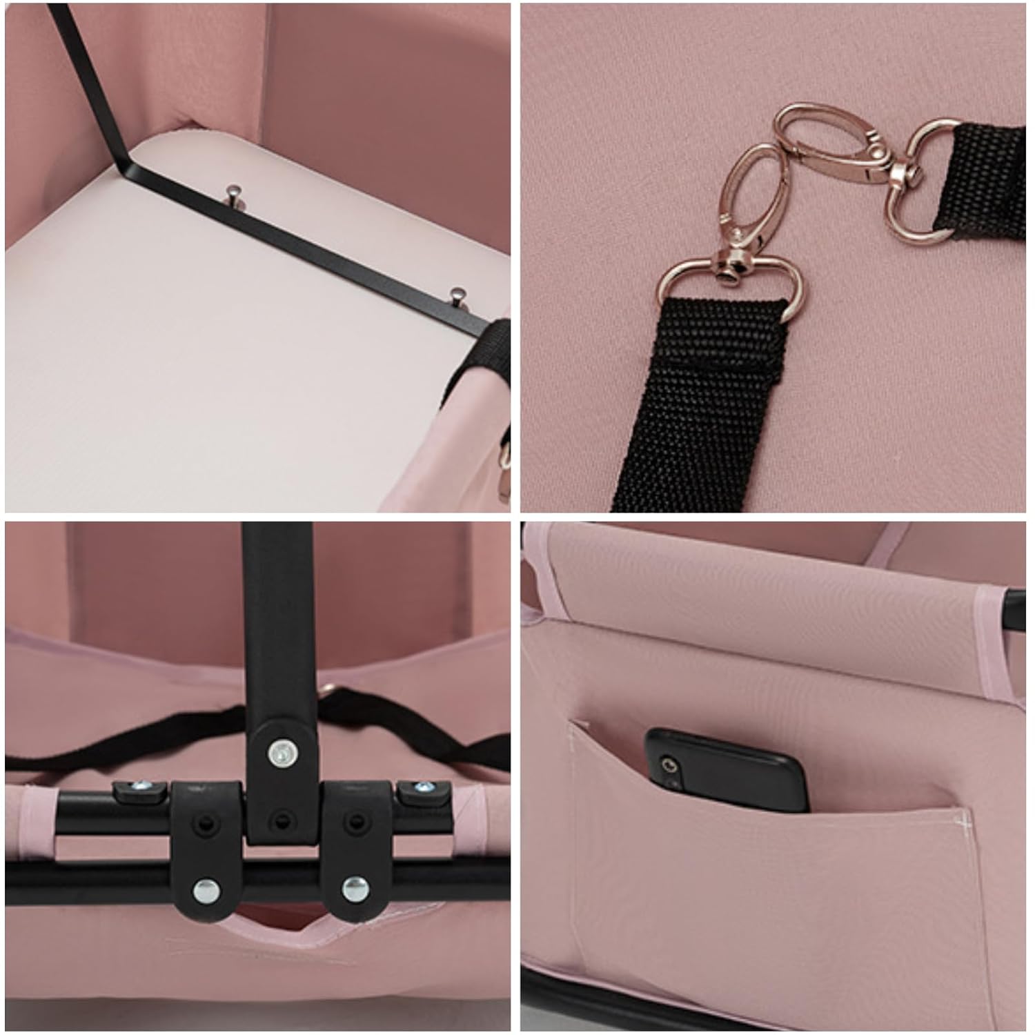 Cochecito para perros con 4 ruedas, plegable, para mascotas, para viajes, compras, caminar, jugar para perros pequeños, gatos (rosa)
