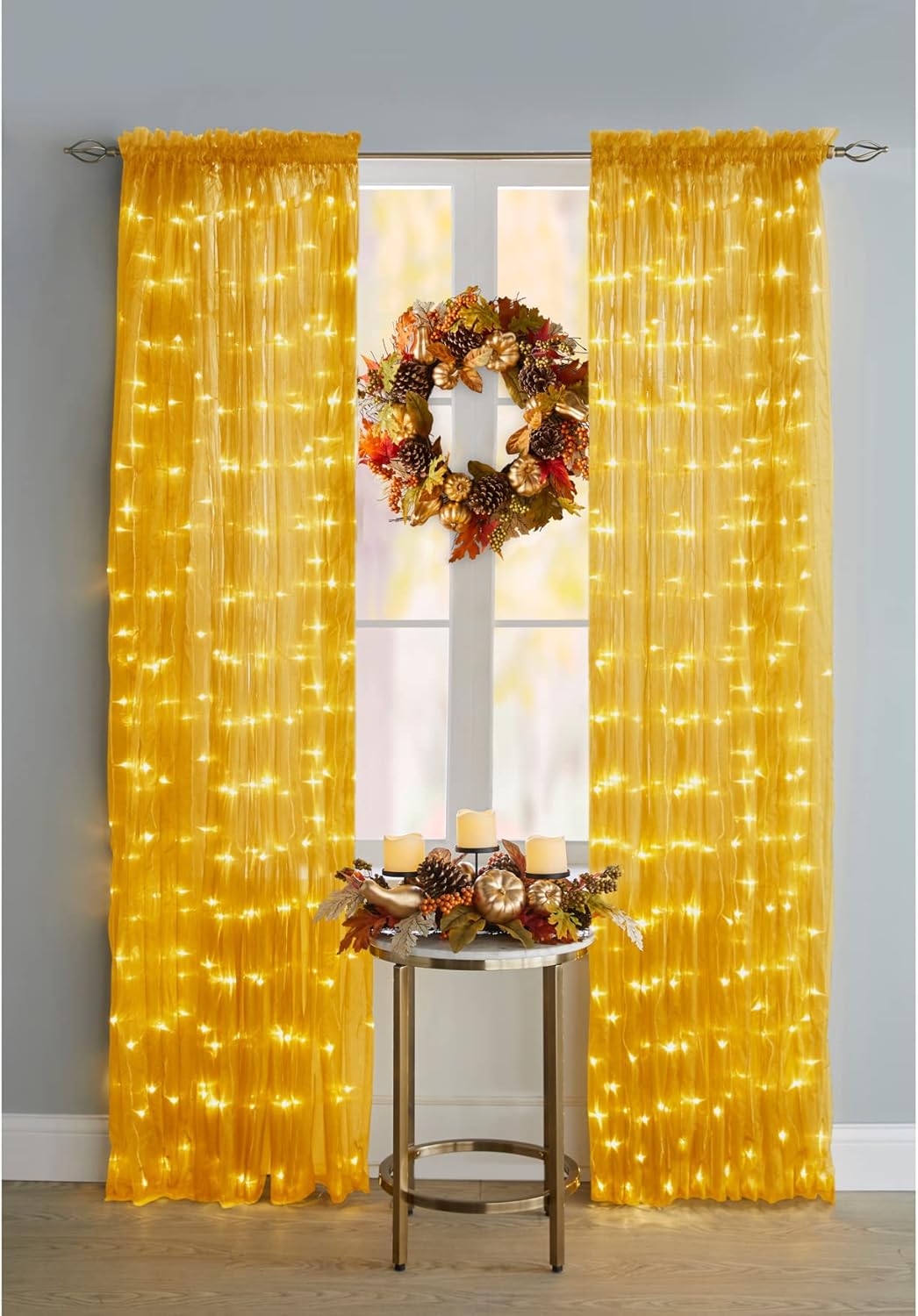 BrylaneHome Panel de cortina con bolsillo para barra de 84 pulgadas, preiluminado, 54I W 84I L, color blanco