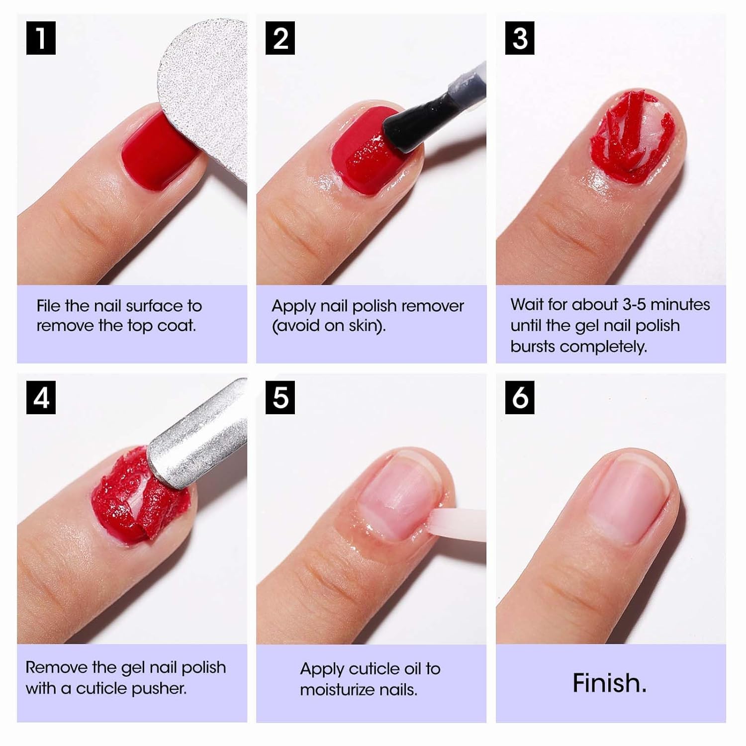 Gellen Removedor de esmalte de uñas de gel, 2 unidades con empujador de cutículas y aceite de cutícula, eliminación rápida y fácil del esmalte de