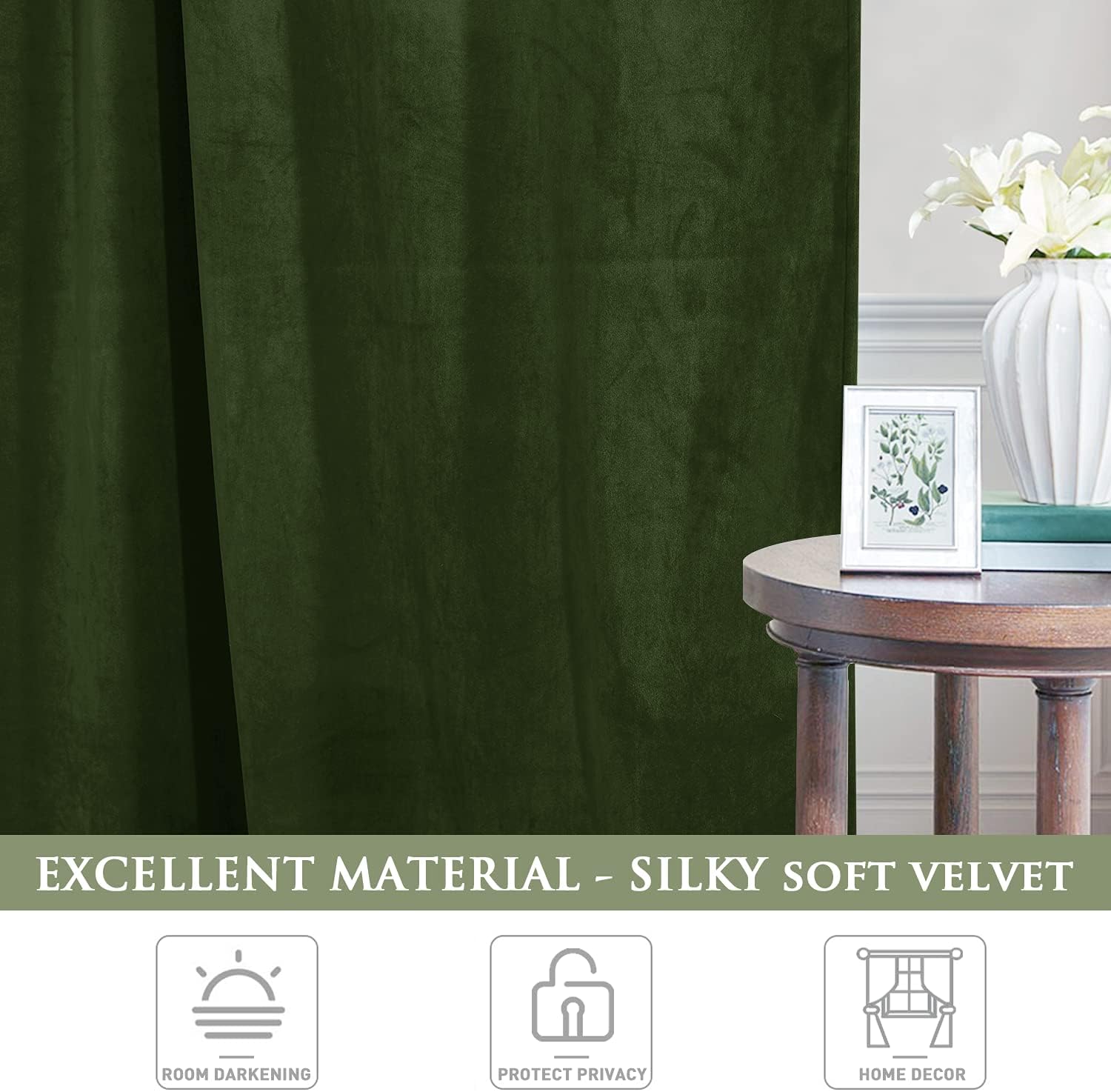 StangH Cortinas de terciopelo de 120 pulgadas de largo para telón de fondo de Navidad, cortinas de lujo con aislamiento térmico para sala de estar,