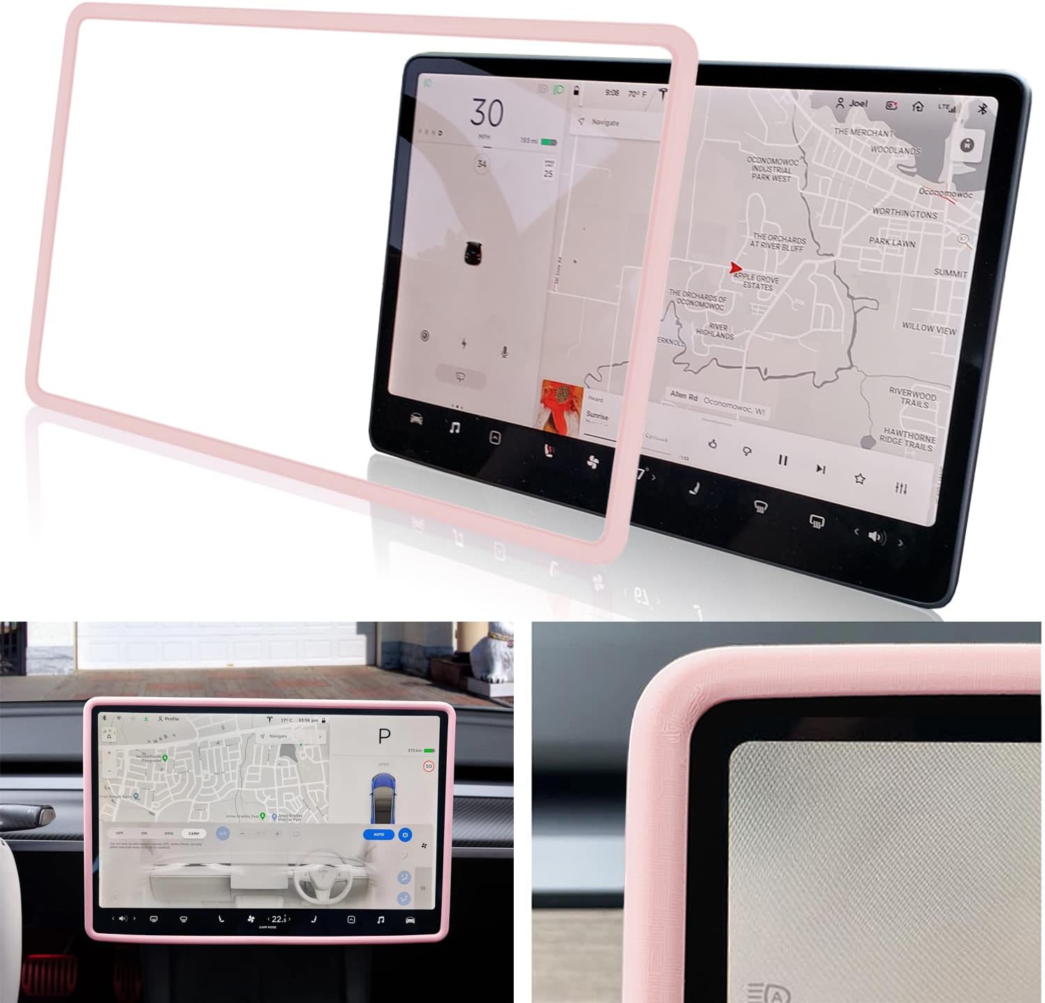 Marco protector de pantalla para Tesla Model 3  Y consola central accesorios decoración protección Tesla pantalla inastillable bordes de silicona