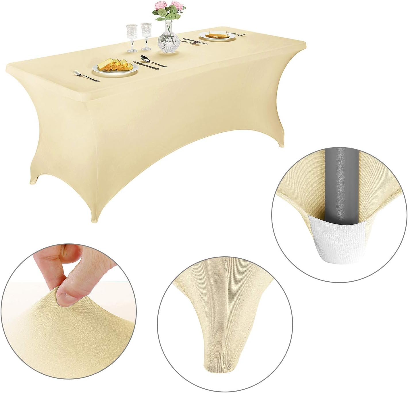 FELIZEST – Mantel elástico ajustado de elastano, para mesa plegable de 1.8 m o 1.2 m o 2.4 m o 1.5 m, mantel rectangular de cóctel, perfecta para