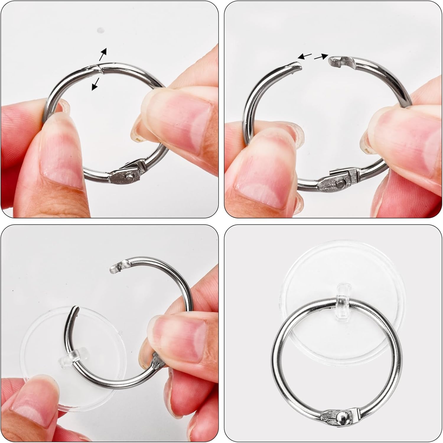 30 ganchos de techo autoadhesivos de 0.8 in, gancho para colgar en disco pequeño con anillo de acero inoxidable de 1.2 in, ganchos de pared