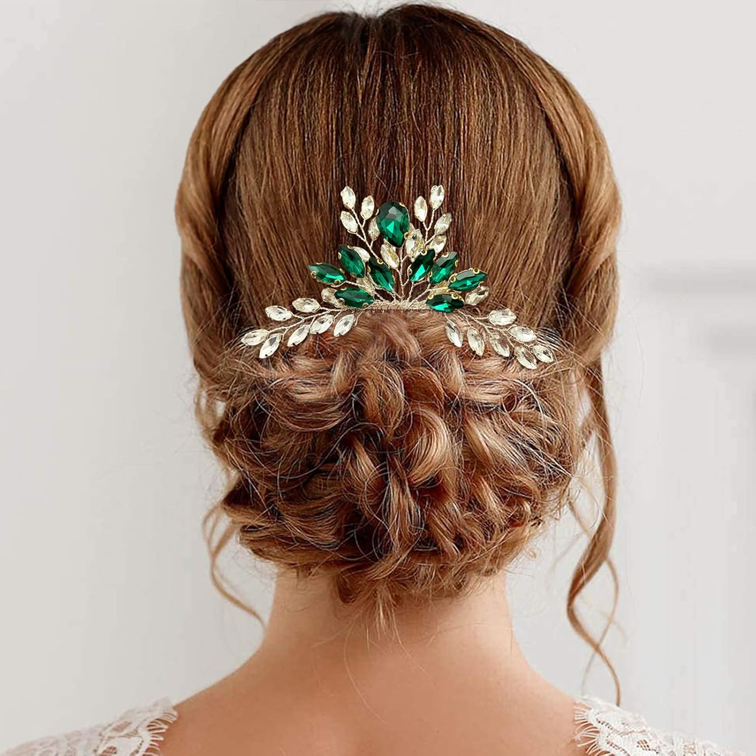 PRETTYLIFE Peine de pelo de cristal para novia, pieza de pelo con diamantes de imitación, fiesta de graduación, festival, boda, accesorios para el