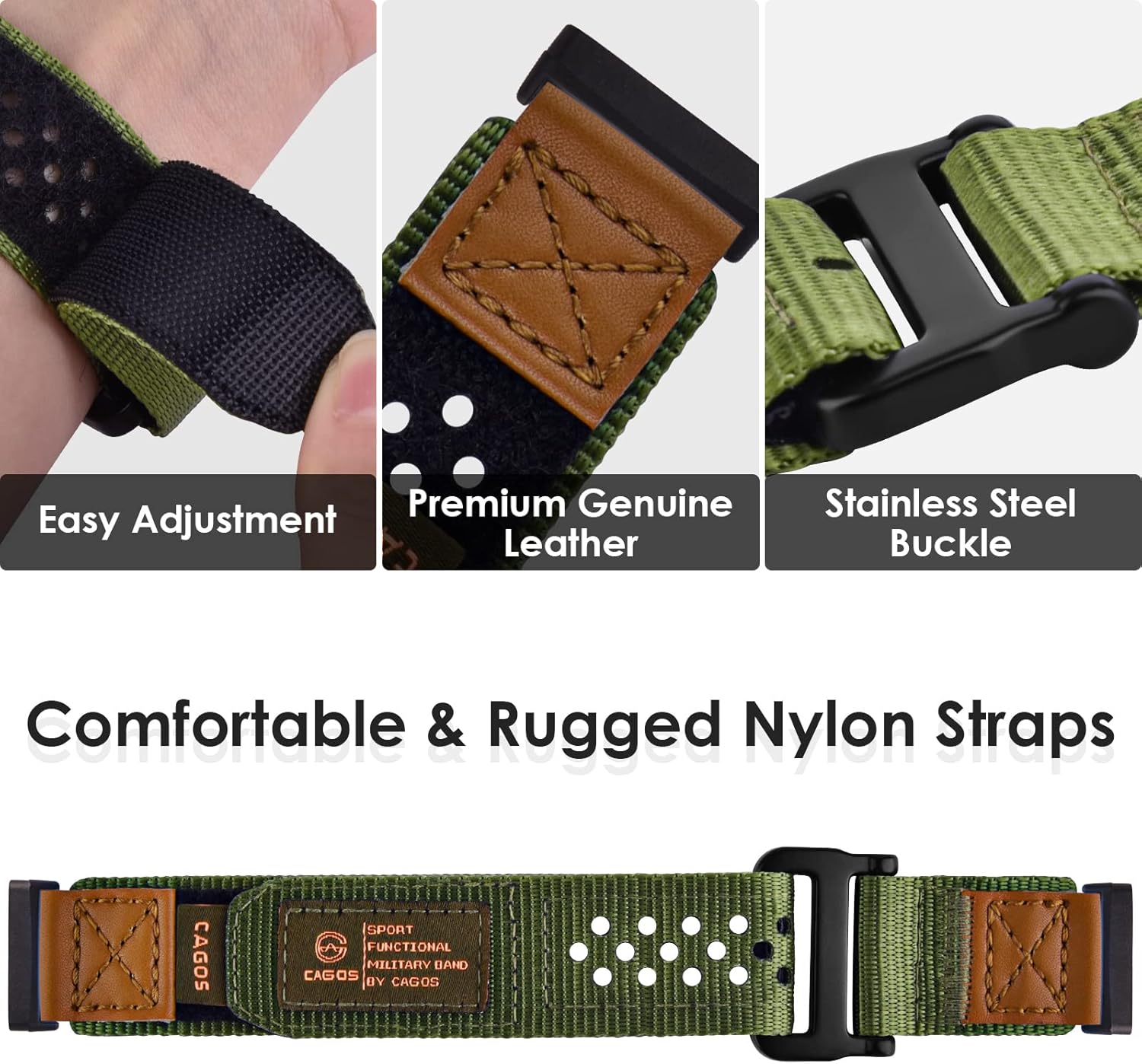 CAGOS Correas de repuesto para Fitbit Versa 3, Versa 4, Fitbit Sense, Sense 2, para mujeres y hombres, correa de nailon resistente, transpirable,