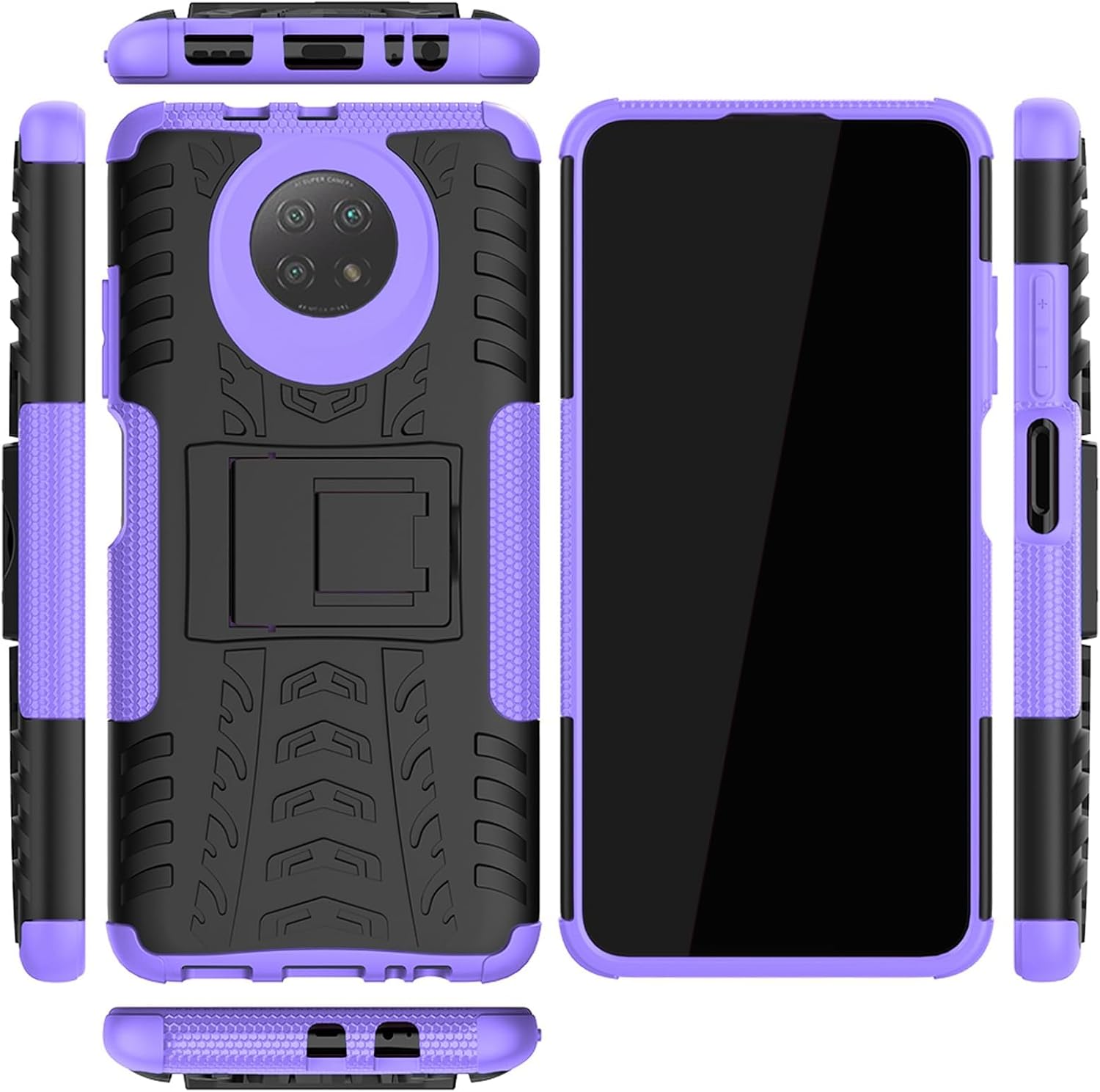 Asuwish Funda de teléfono para Xiaomi Redmi Note 9T9 5G con protector de pantalla de vidrio templado y soporte delgado híbrido resistente resistente