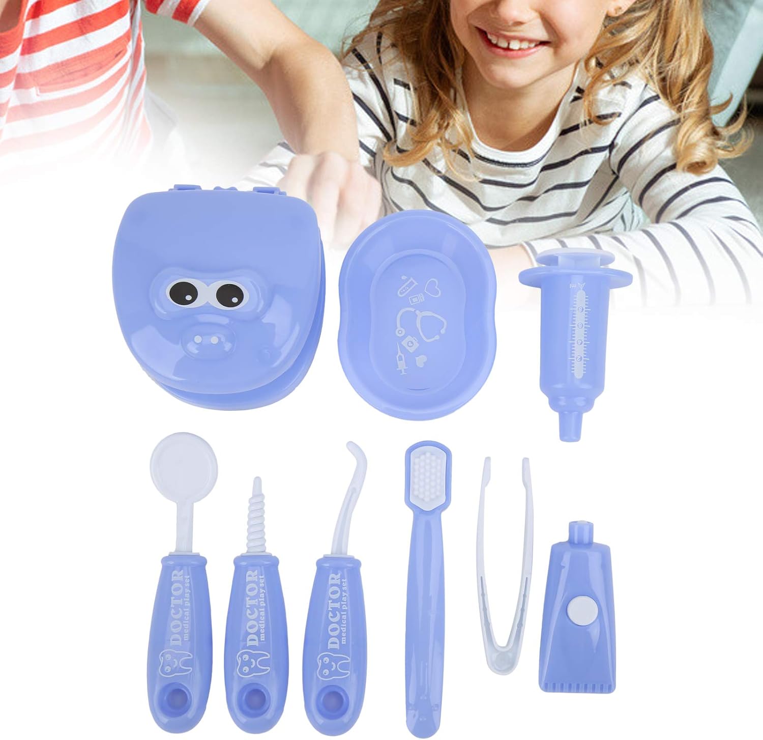VBESTLIFE Modelo de herramientas de dentista, juego de 9 piezas para niños, juego de simulación para dentistas, juego de modelos de dientes, kit de