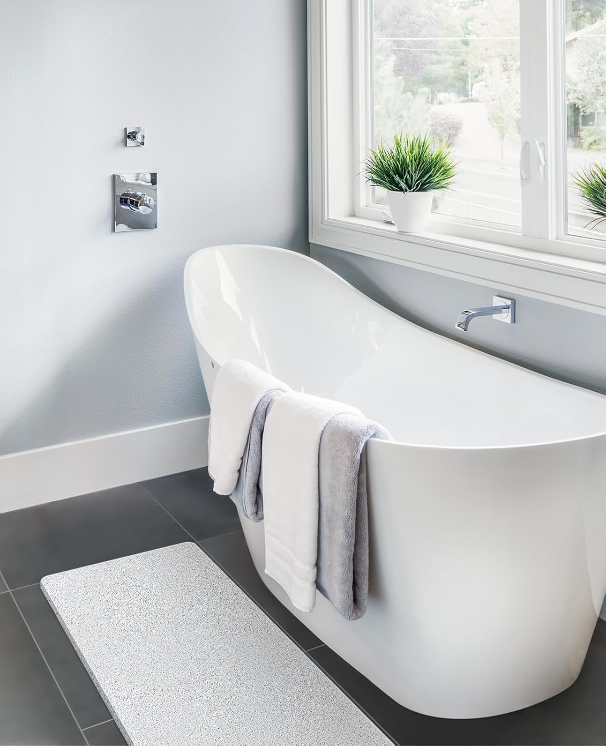 OTHWAY Tapetes de lufa para ducha, antideslizante y textura suave, tapete de baño de 31.5 x 16 pulgadas con drenaje, libre de ftalatos, secado