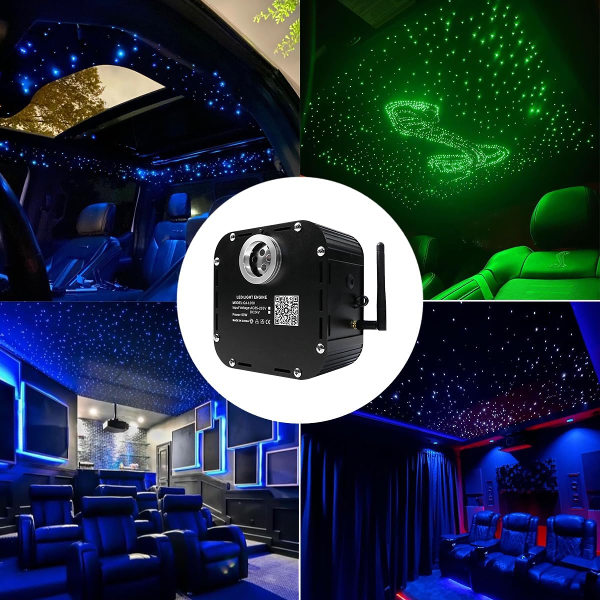 AZIMOM Kits de luz de estrellas de fibra óptica centelleante de alto brillo de 50 W, 800 piezas, hebras de fibra de 16.5 pies, brillo final,