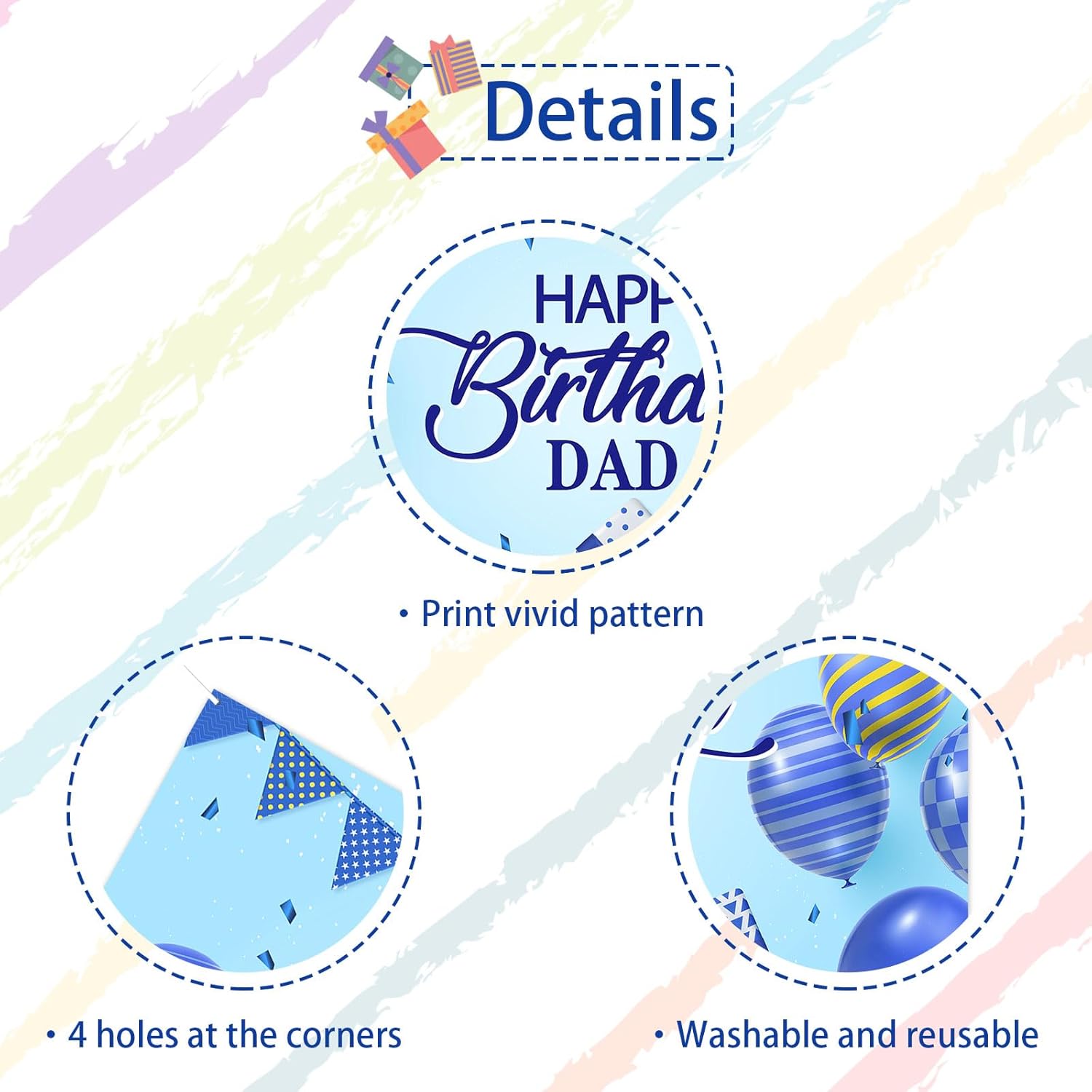 Cartel de fondo de feliz cumpleaños para papá, fondo de fiesta de cumpleaños de padre y hombre, decoración de fondo de fotografía de cumpleaños de