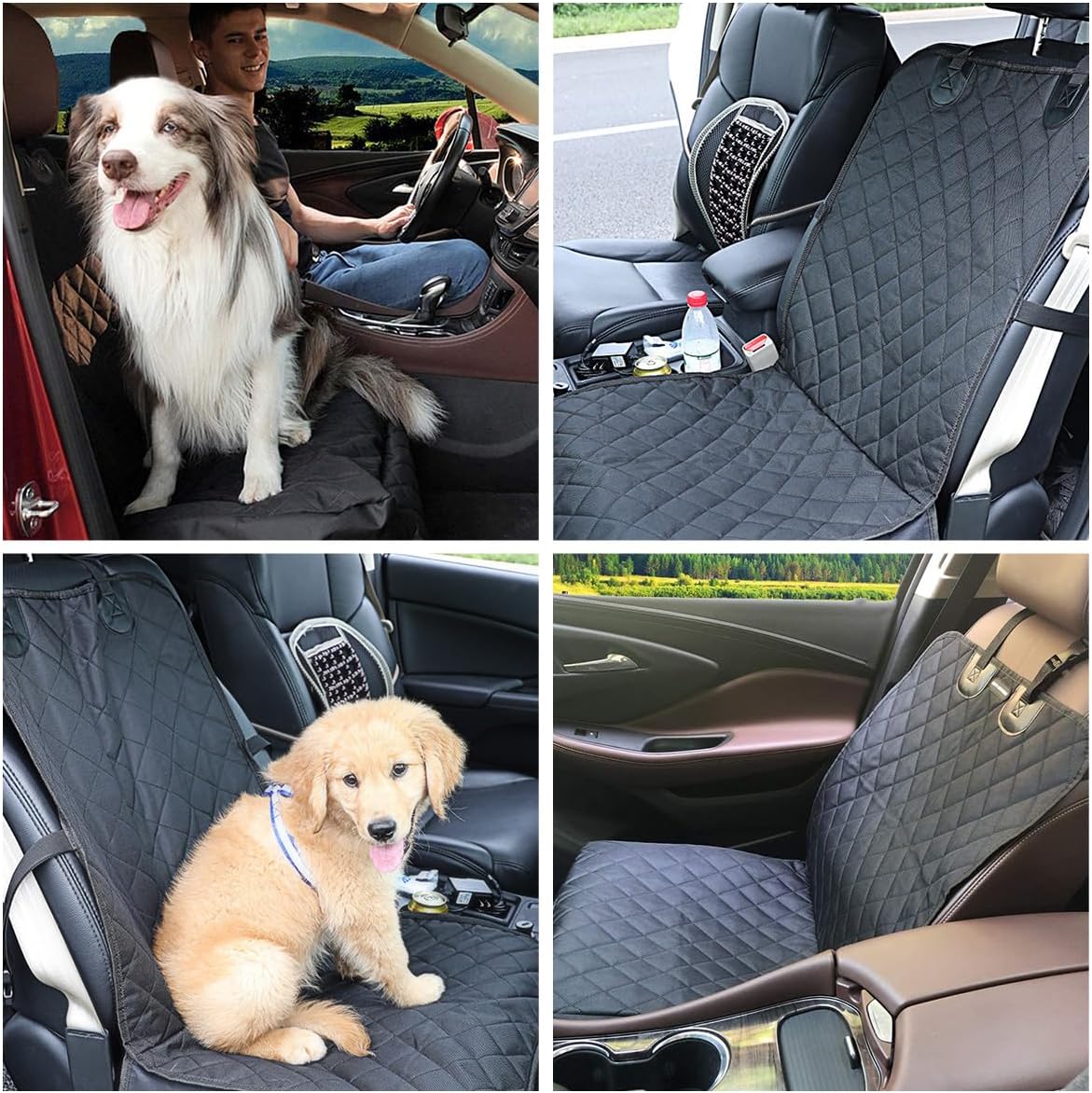 Ziciner Funda para perro para asiento delantero de automóvil, 600D impermeable, protector de asiento contra la piel y la suciedad, funda duradera