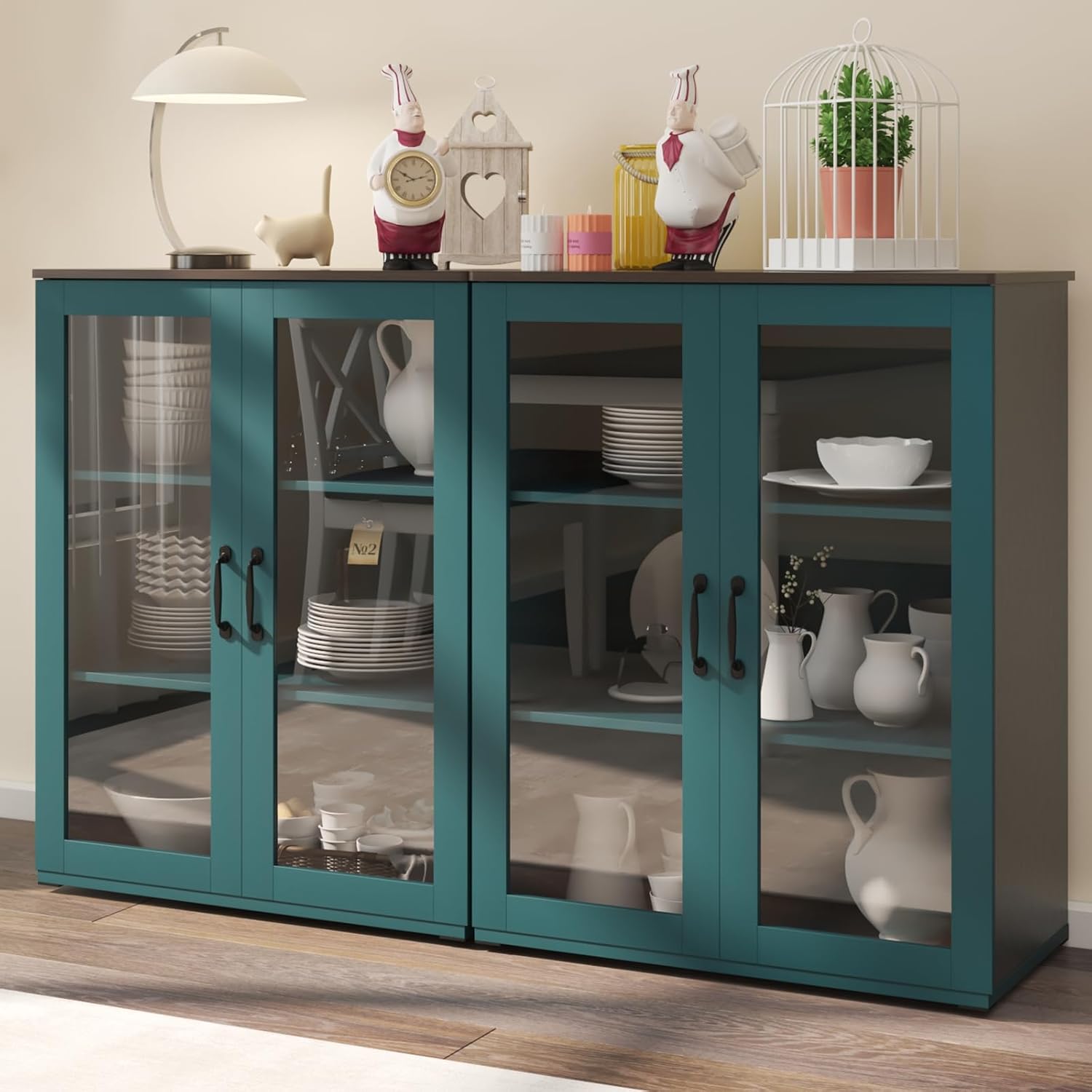 Armario de almacenamiento moderno, gabinete de buffet independiente, aparador negro y almacenamiento de buffet, gabinete de madera para sala de