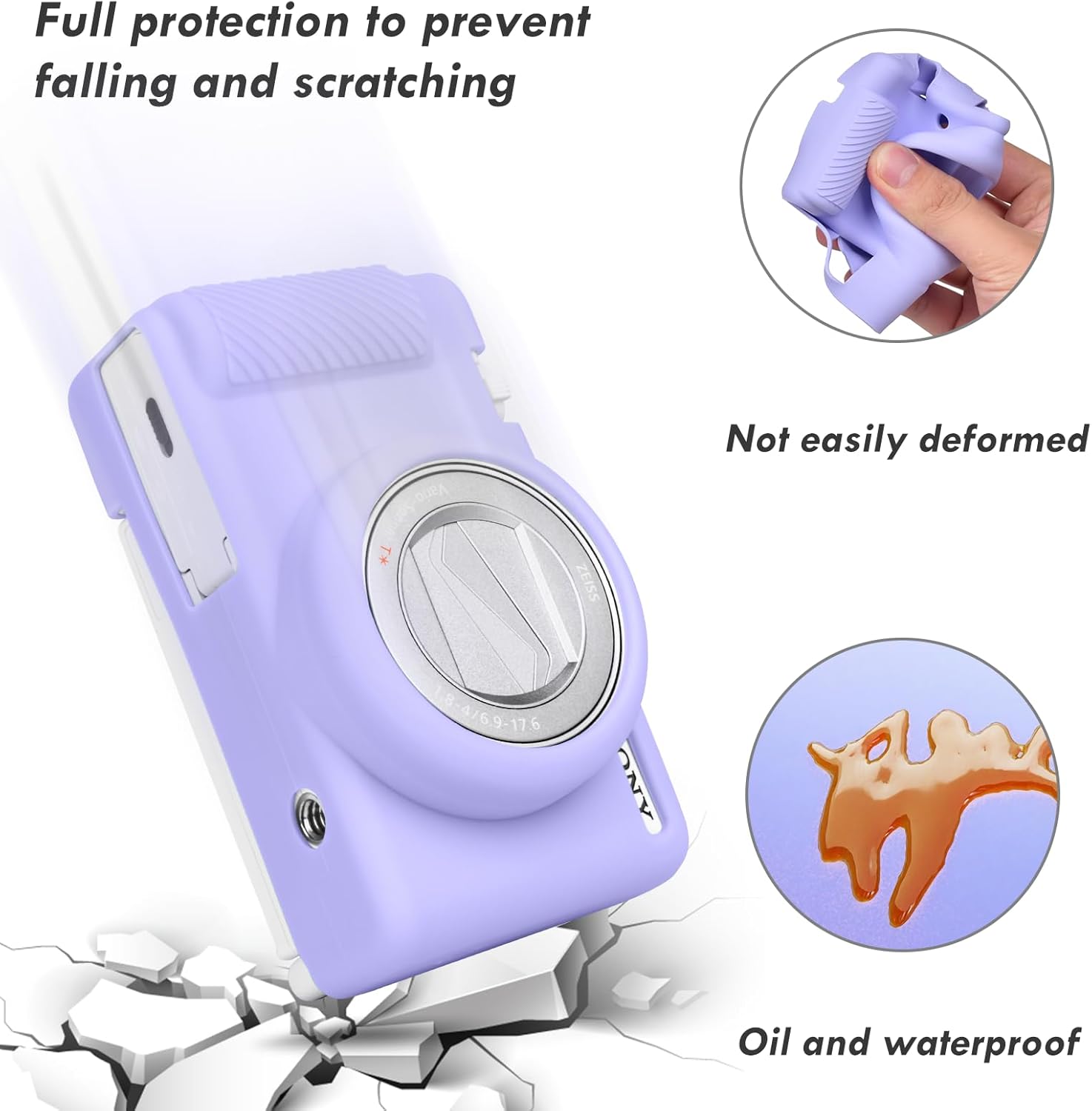 Rieibi ZV-1F – Funda protectora de silicona suave para cámara Sony ZV1FZV-1M2ZV-1 Mark II Vlog Camera, funda ligera ZV1F, color morado