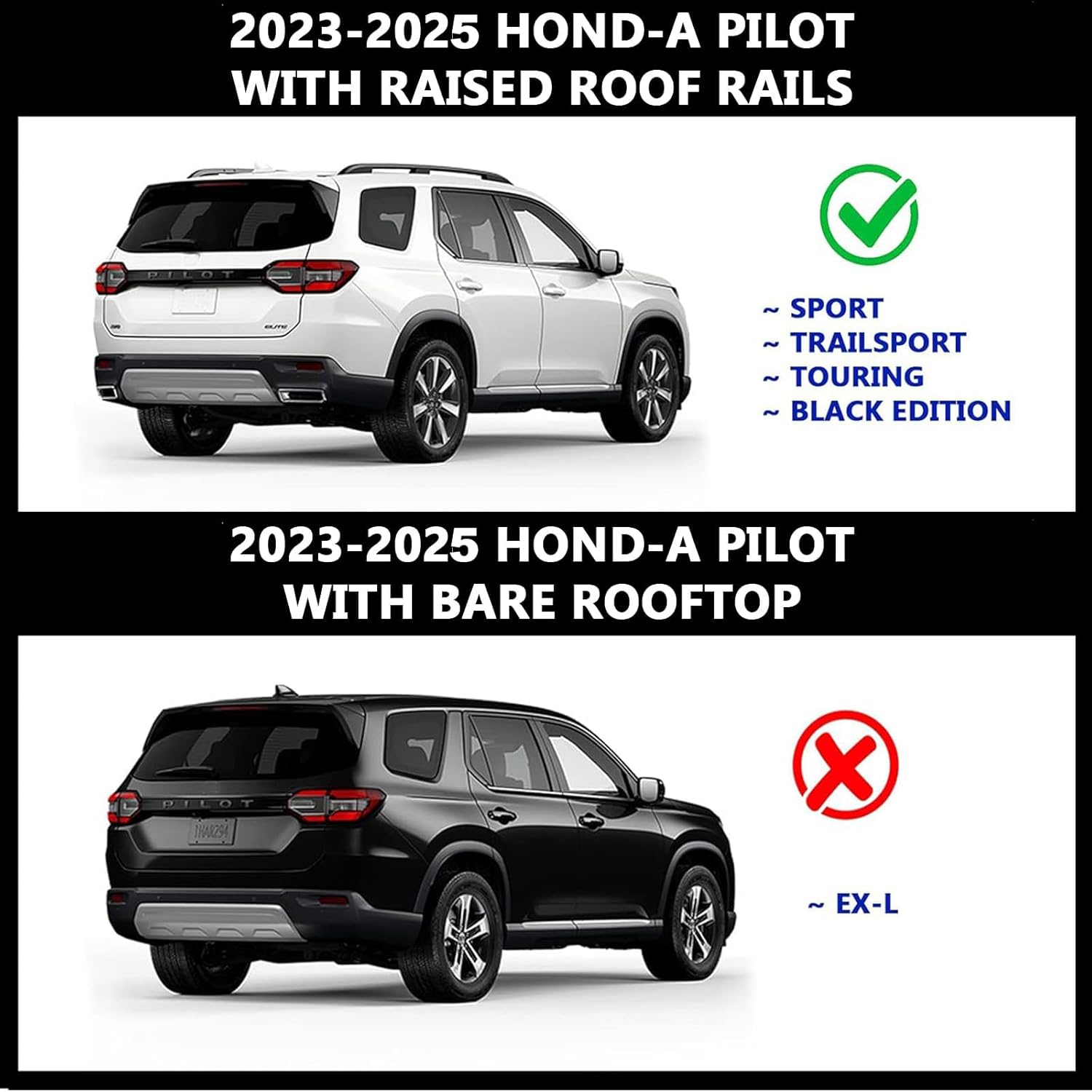 ROKIOTOEX – Barras transversales Cobra aptas para rieles laterales de techo elevados Pilot 2023-2025, barras transversales bloqueables para equipaje