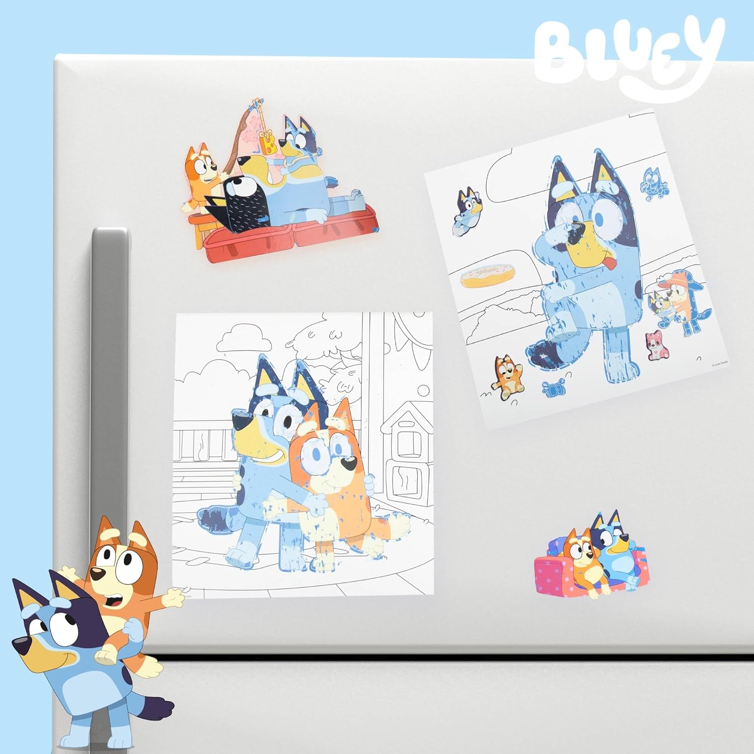 Bluey Scratch ‘n Color Pad, libro de actividades para colorear de 9 páginas, incluye arte para rascar, calcomanías para niños, juguetes Bluey para
