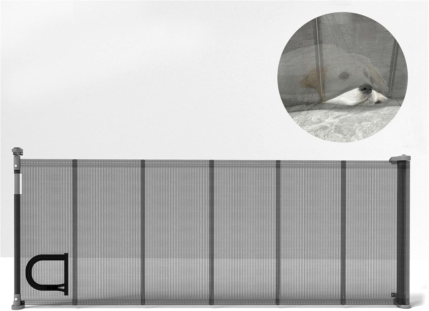 Puertas retráctiles para bebés 2.0, 34 pulgadas de alto, se expanden hasta 70 pulgadas de ancho, puerta de malla extra ancha para bebés con puerta
