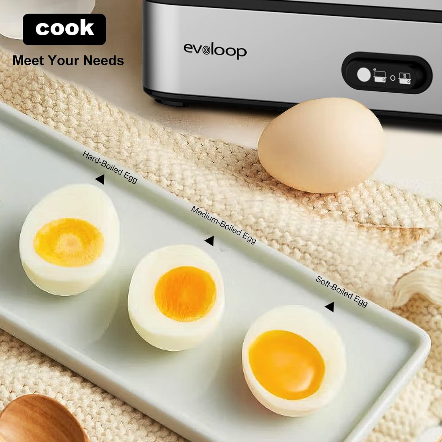 Rapid Egg Cooker eléctrico 6 huevos con hervidores eléctricos Evoloop 1.7L