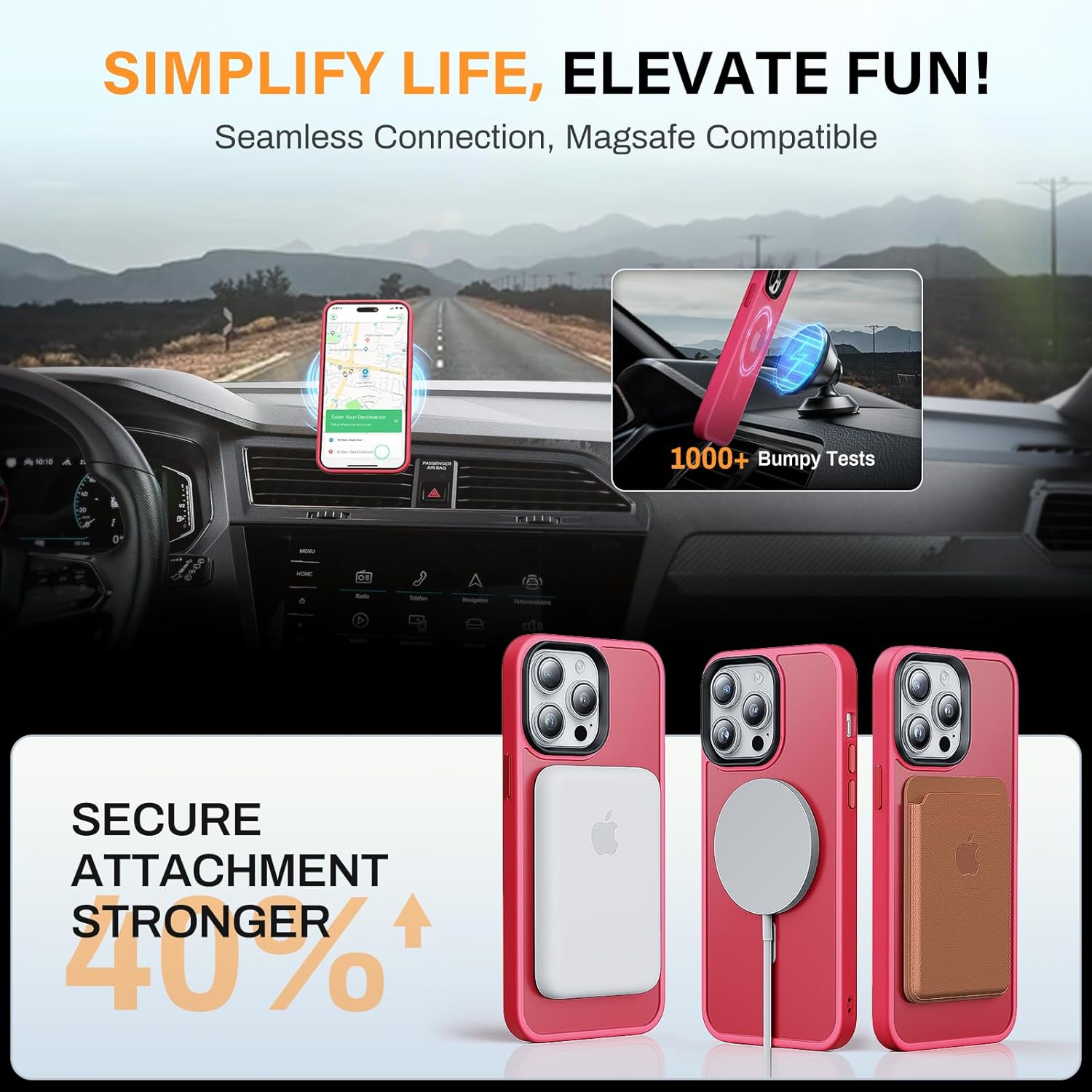 Funda para iPhone 14 Pro Max, protección contra caídas de grado militar, compatible con MagSafe, fuerte magnético a prueba de golpes, translúcido,