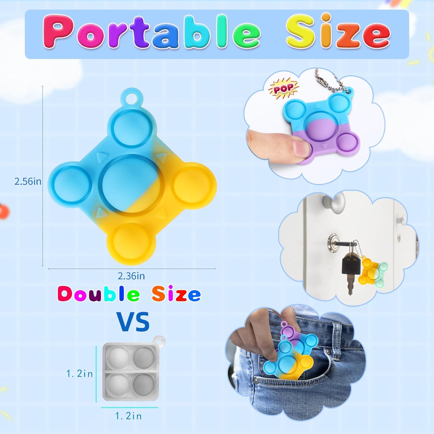 Paquete de 32 juguetes para ansiedad pequeños y grandes para reventar, recuerdos de fiesta, juguetes sensoriales de silicona para apretar, juguetes