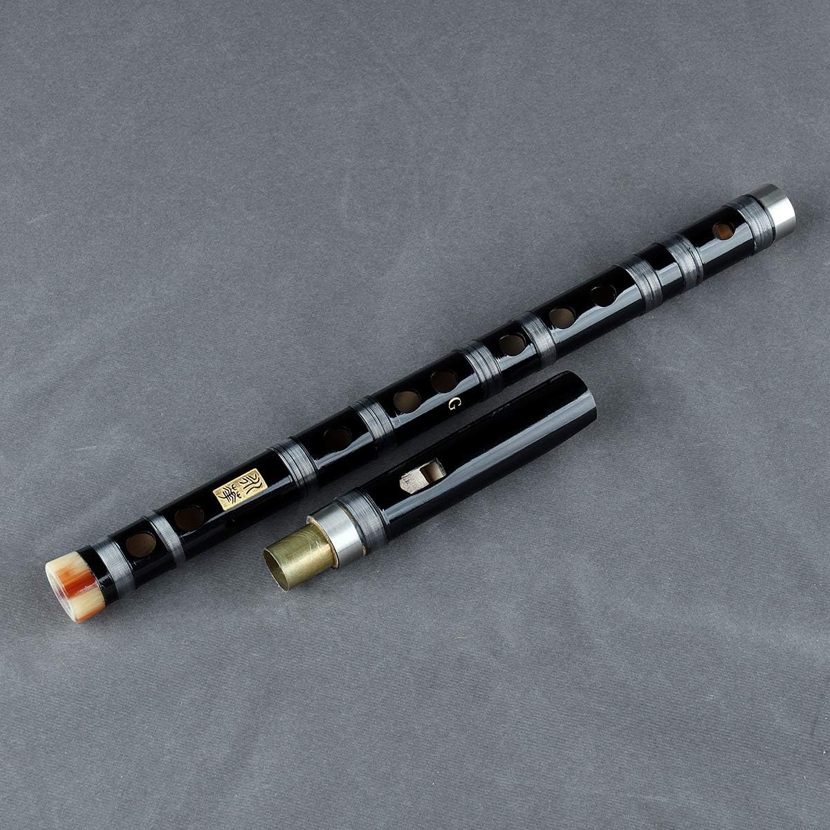 Flauta vertical de clarinete de bambú con línea transparente, instrumento musical hecho a mano chino (tecla -C negra)