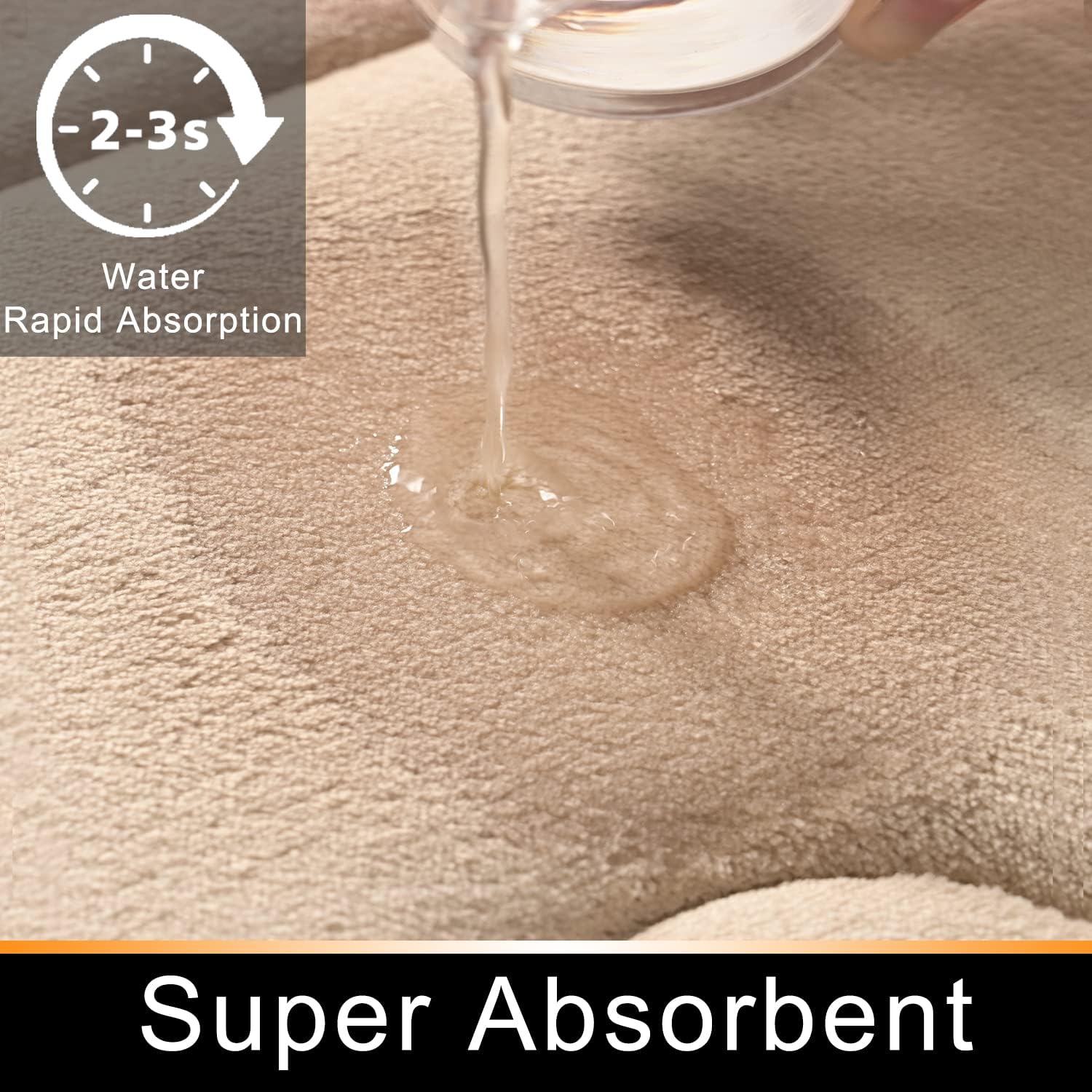 Tapete de baño de espuma viscoelástica, color beige, antideslizante, súper absorbente, de secado rápido, lavable a máquina, tapete de baño ultra