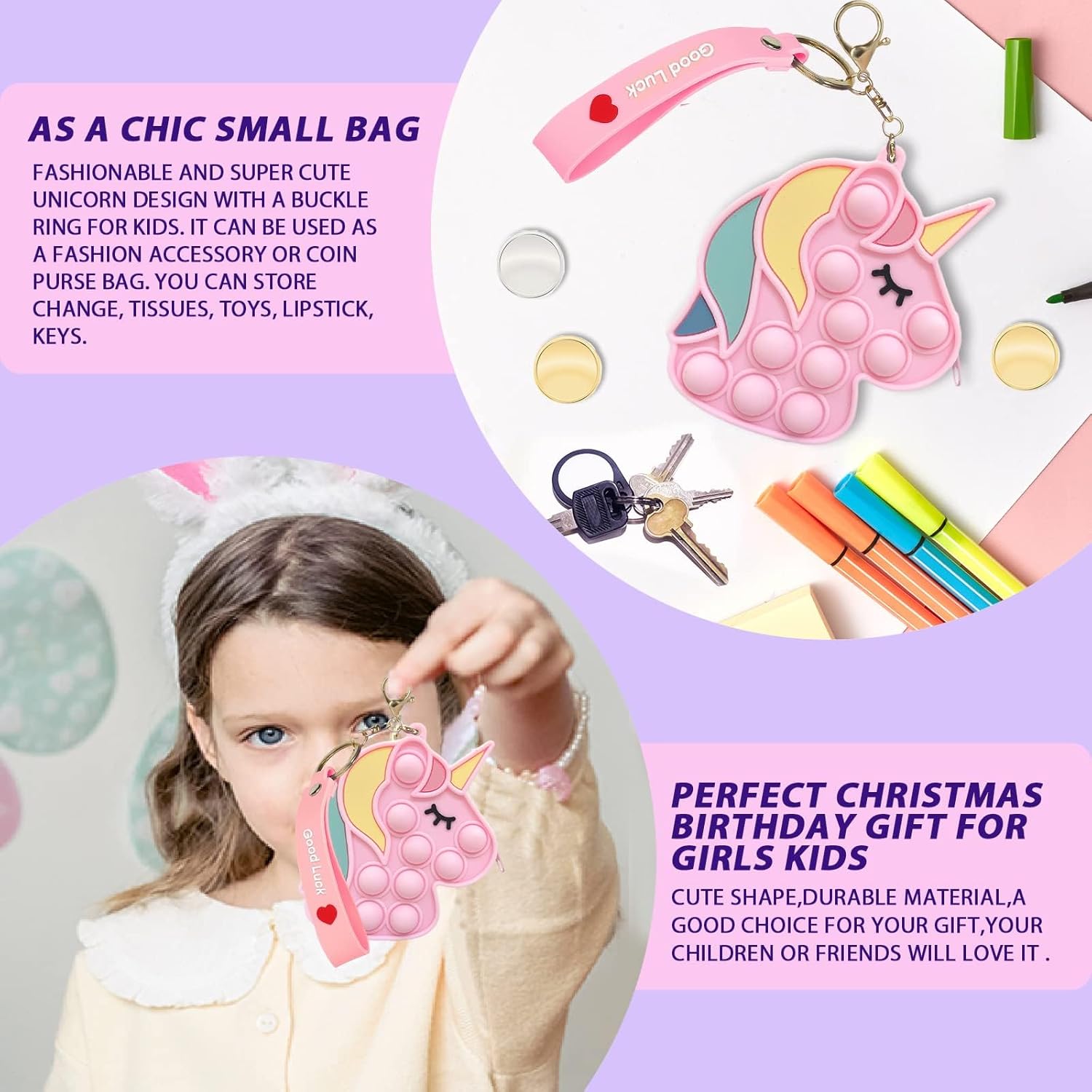 Juego de monedero de juguete para presionar burbujas, bolso de cangrejo para niñas y mujeres con juguete de oruga, bolsa cruzada de hombro con